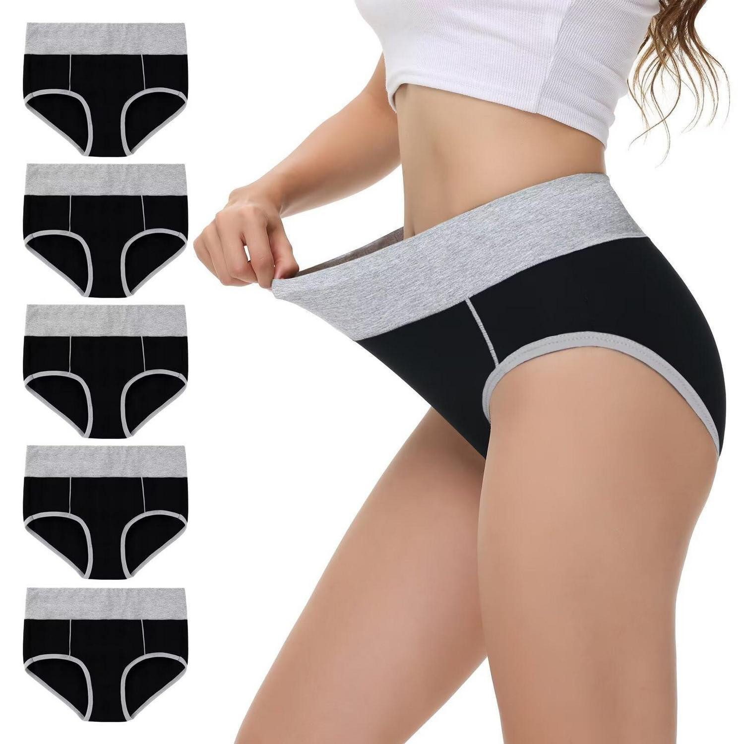 LuxusKollektion Taillenslip Damen Slips 5er Pack Hohe Taille Baumwolle Atmungsaktiv