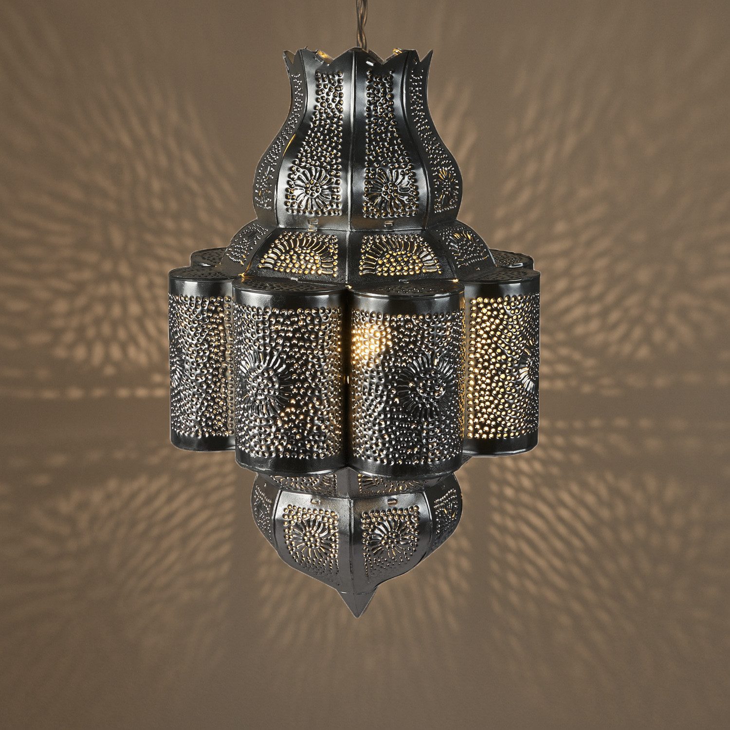 Marrakesch Orient & Mediterran Interior Pendelleuchte Marokkanische Deckenleuchte Harun Deko aus Metall in Silber 45 cm, Handarbeit
