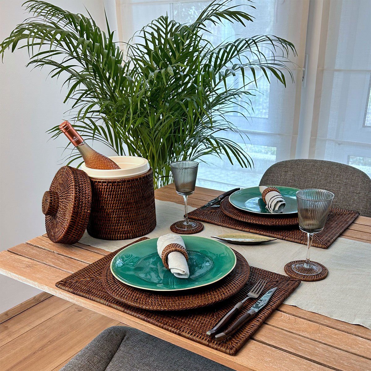 fiolini Platzset / Tischset Rattan Rechteckig, Braun, 45 x 30 x 1 cm günstig online kaufen