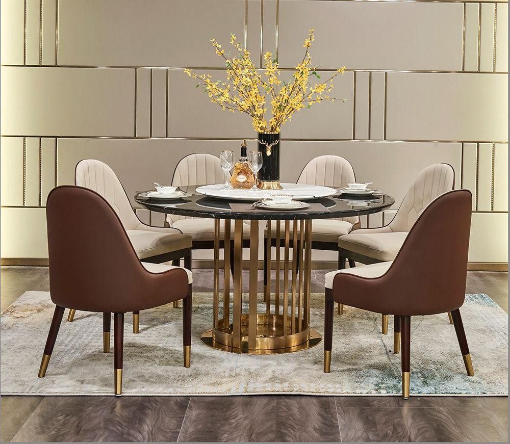 Essgruppe Runde Tischgruppe mit eleganten Design-Stühlen in modernem Stil