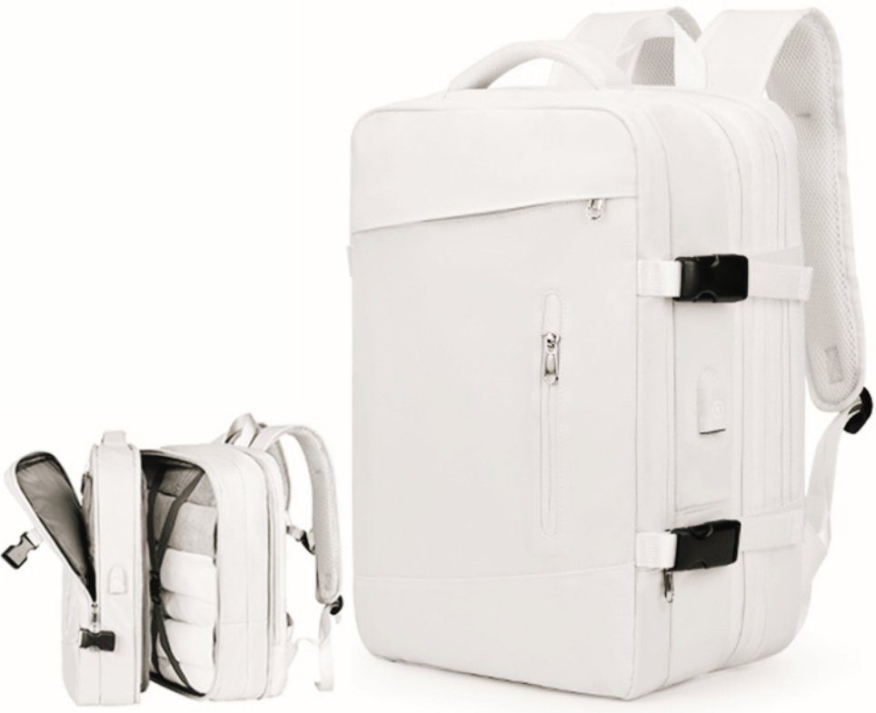 Laptopfach), Anti-Diebstahl, Uni Freizeitrucksack USB-Anschluss, für 40L, Handgepäck Tasche Freizeit Damen Weiß (Reisen Schulrucksack, Herren Rucksäcke Reiserucksack Rucksack Reisen Laptop Business Laptoptasche Jungen Sportrucksack, Arbeit Notebook Rucksack Teenager OKWISH Schule Laptoprucksack Laptop