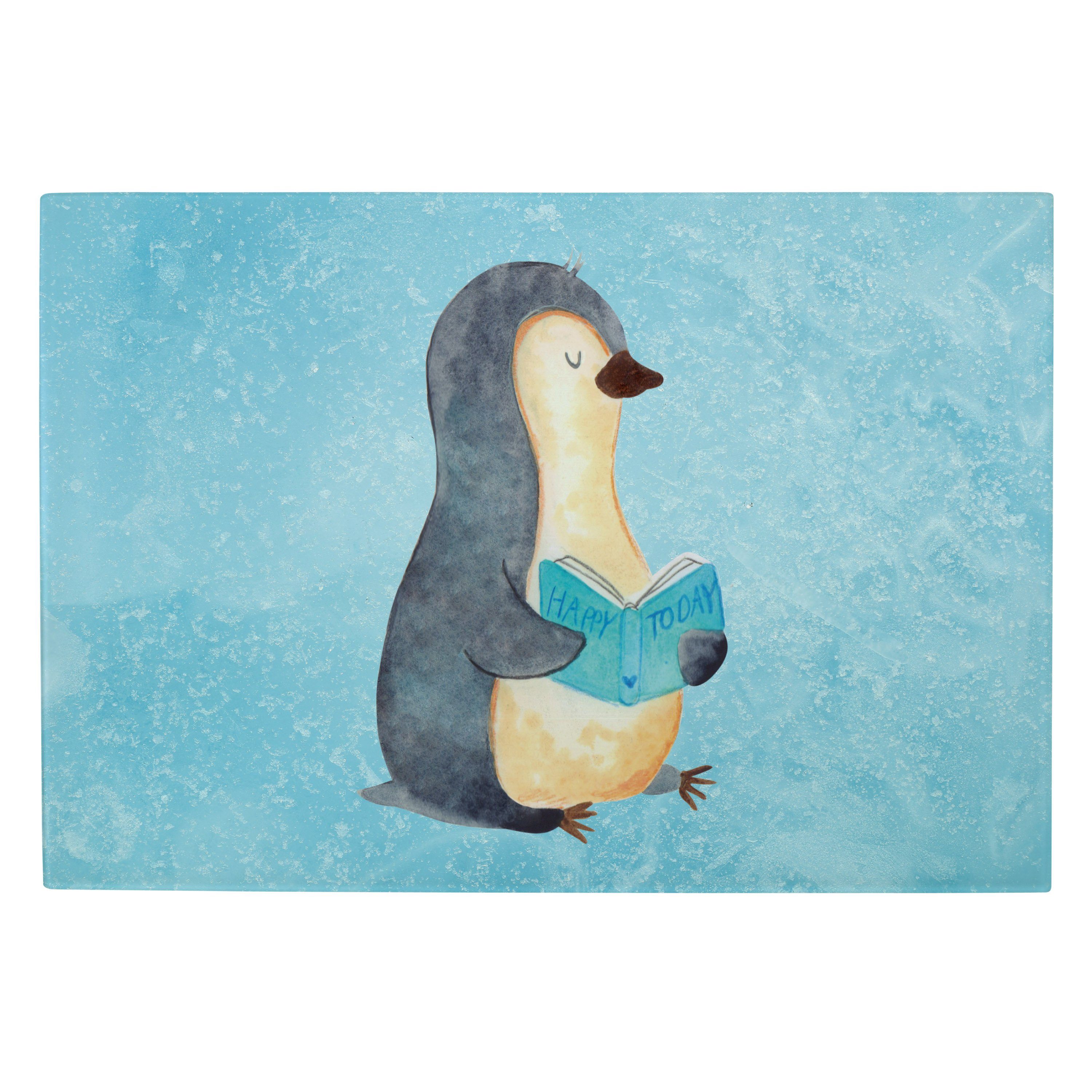 Mr. & Mrs. Panda Servierbrett - Nichtstun, - Geschenk, Urlaub, (1-St) Küc, Eisblau Buch Premium Bücherwurm, Glas, Pinguin