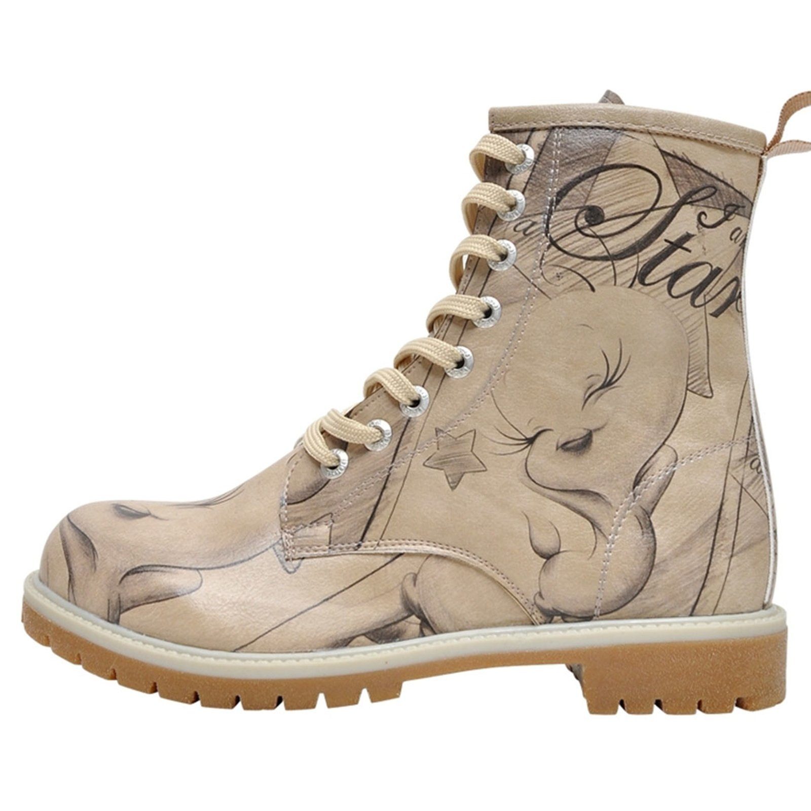 DOGO Boots Tweety Sketch Damen Boots / Female Schnürboots Vegan
