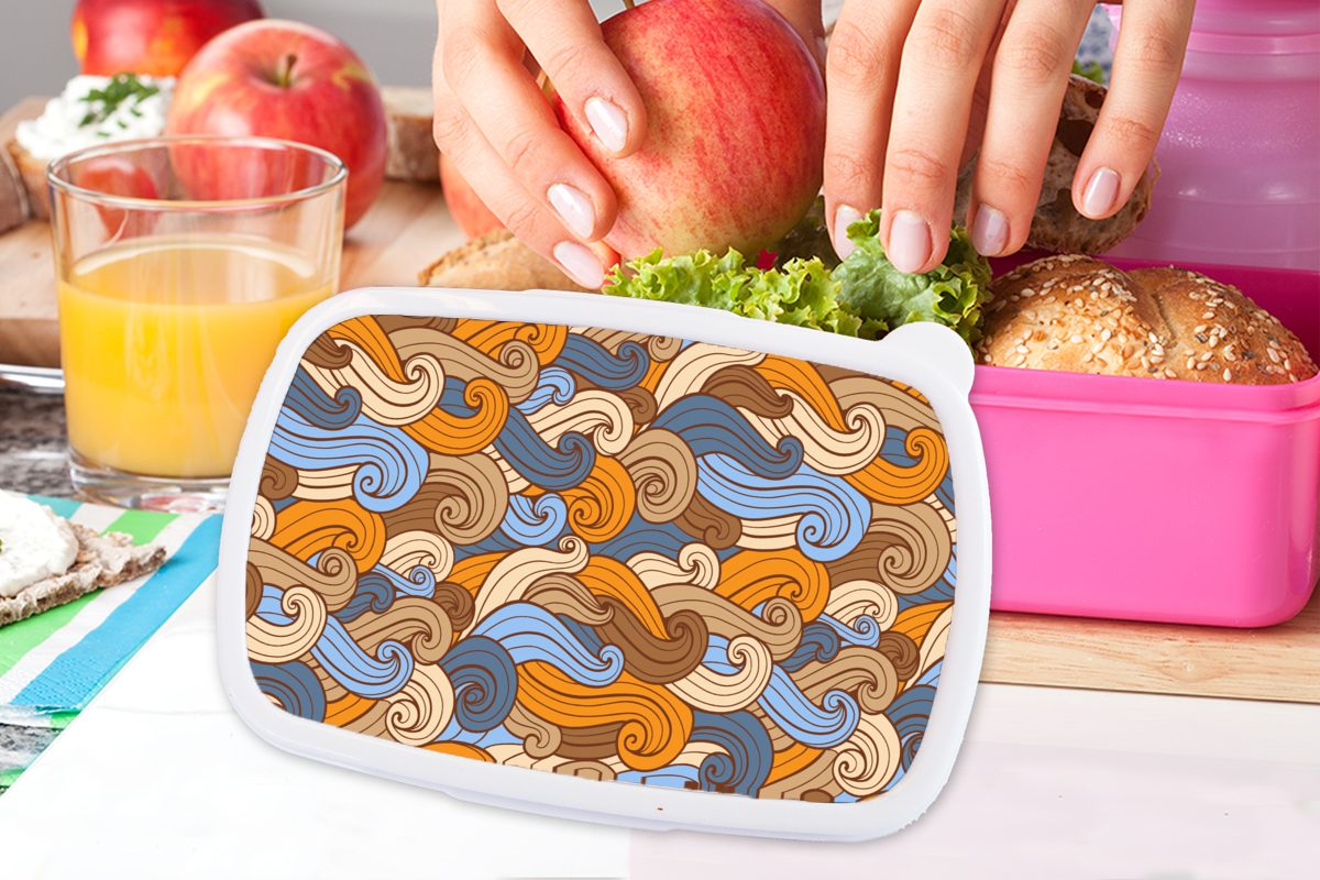 Mädchen, MuchoWow rosa für Kunststoff - Lunchbox Japanisch Brotbox Muster, Kunststoff, - Kinder, (2-tlg), Snackbox, Erwachsene, Brotdose Vintage