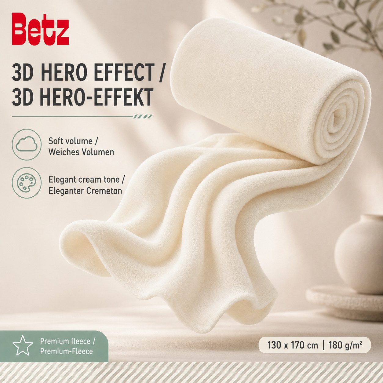 Wohndecke Betz Fleecedecke 130x170 cm 180g/m² – Weiche Wohndecke & Kuscheldecke, Betz, Leicht, wärmend & pflegeleicht – Bild 4 von 5