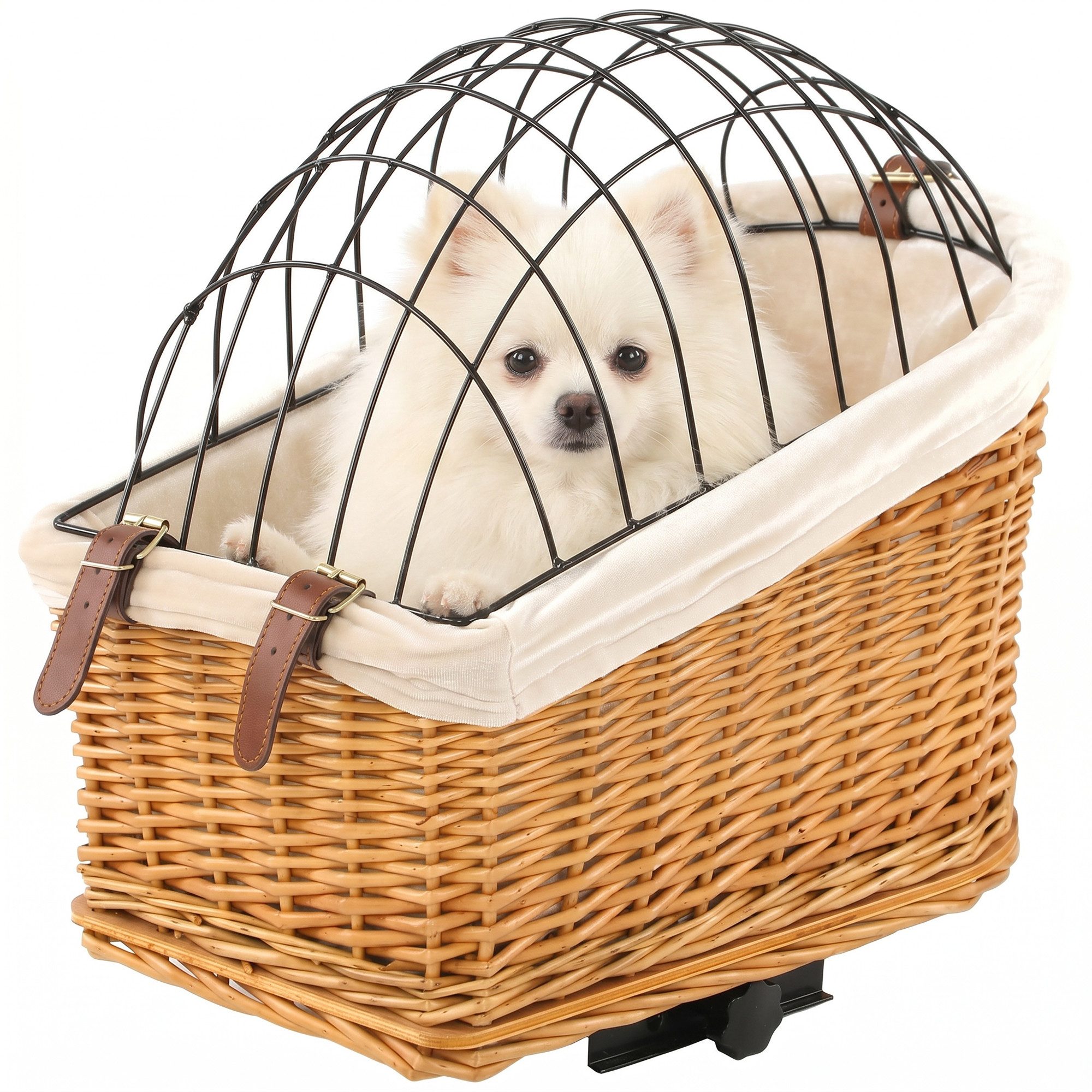 PawHut Tierfahrradkorb Hundefahrradkorb mit Weichem Kissen bis 5 kg, LxBxH: 50x32,5x43 cm; handgefertigtes Weidengeflecht