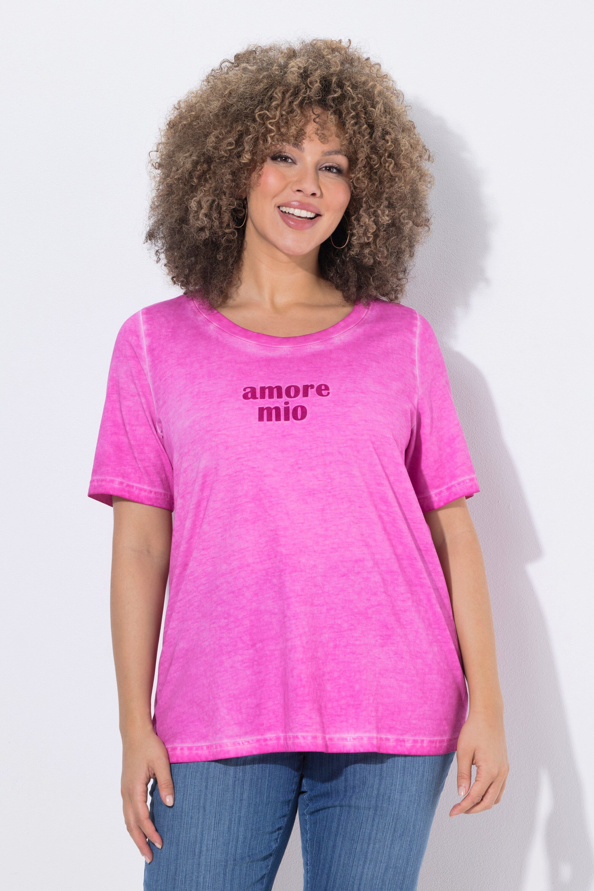 Ulla Popken T-Shirt T-Shirt Amore Mio Classic Rundhals Halbarm