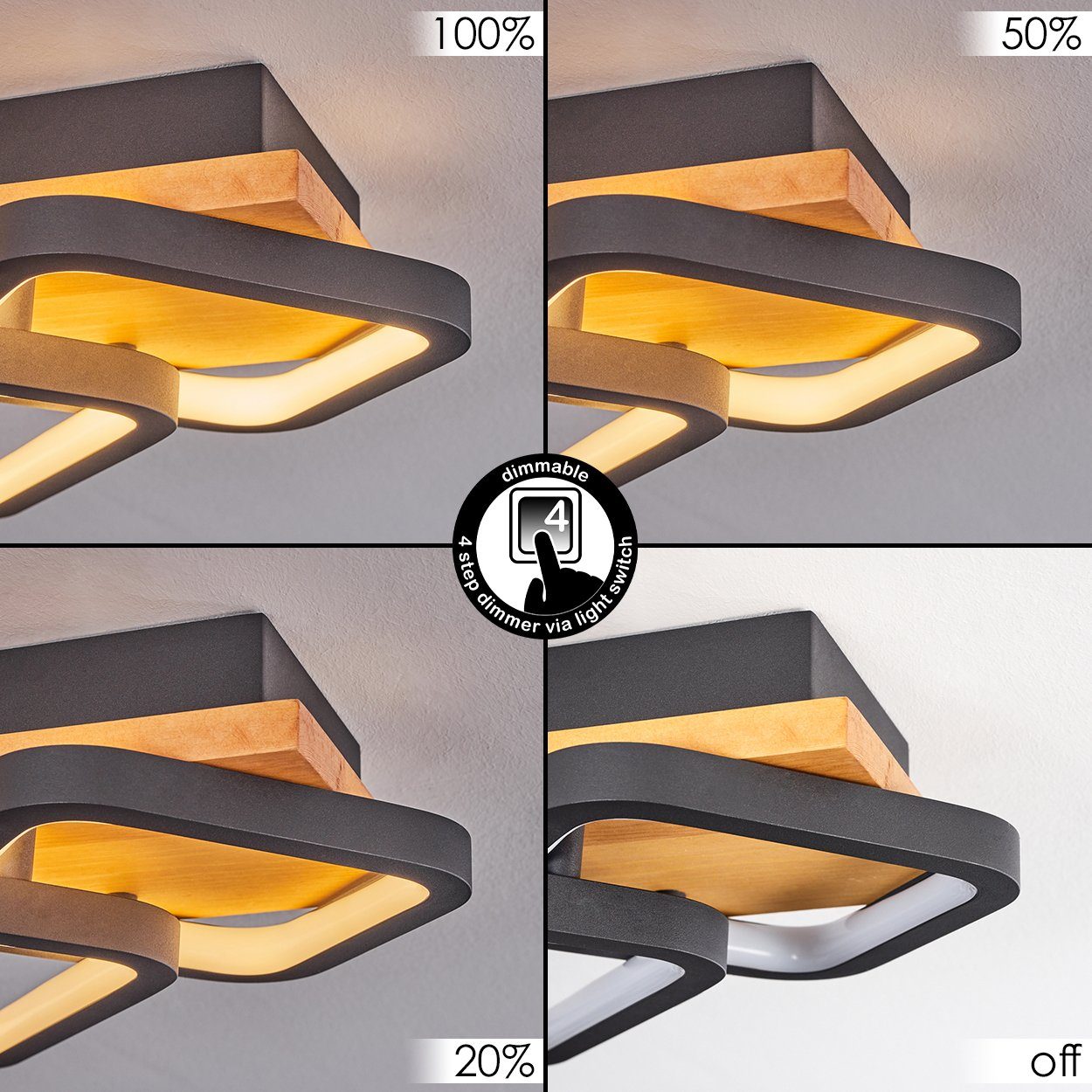 hofstein Deckenleuchte »Palermo« moderne Deckenlampe aus Metall/Holz