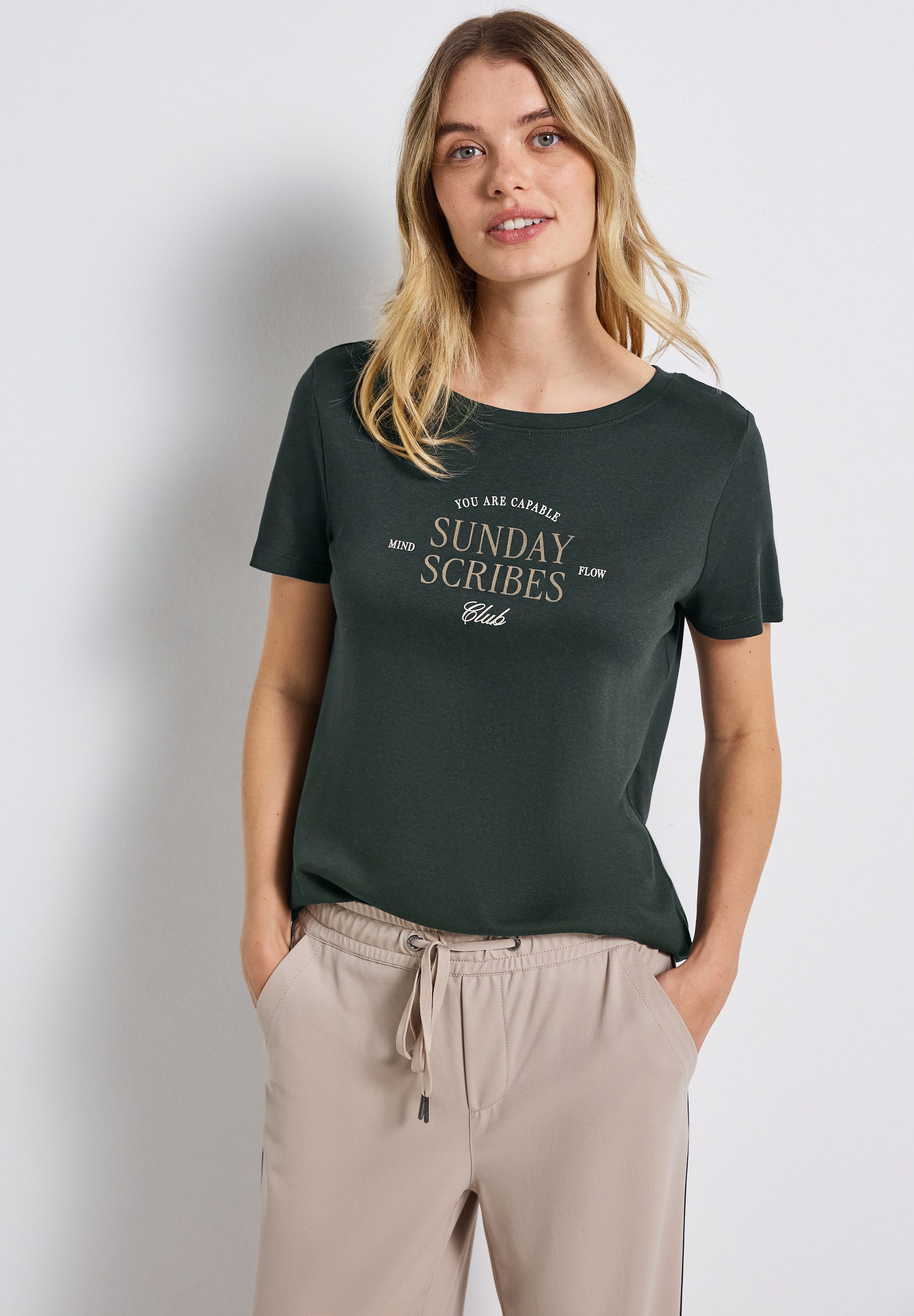 STREET ONE T-Shirt Sommershirt mit Wording-Artwork günstig online kaufen