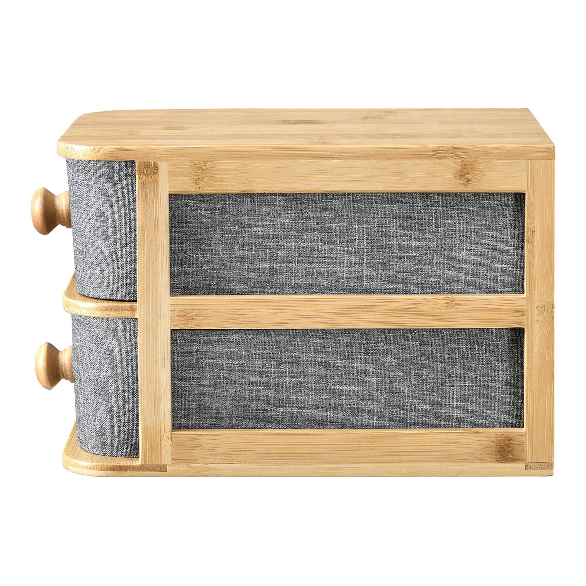 en.casa Schubladenbox, 2 Schubladen mit »Arsivik« Natur/Grau Schreibtischorganisator Bambus