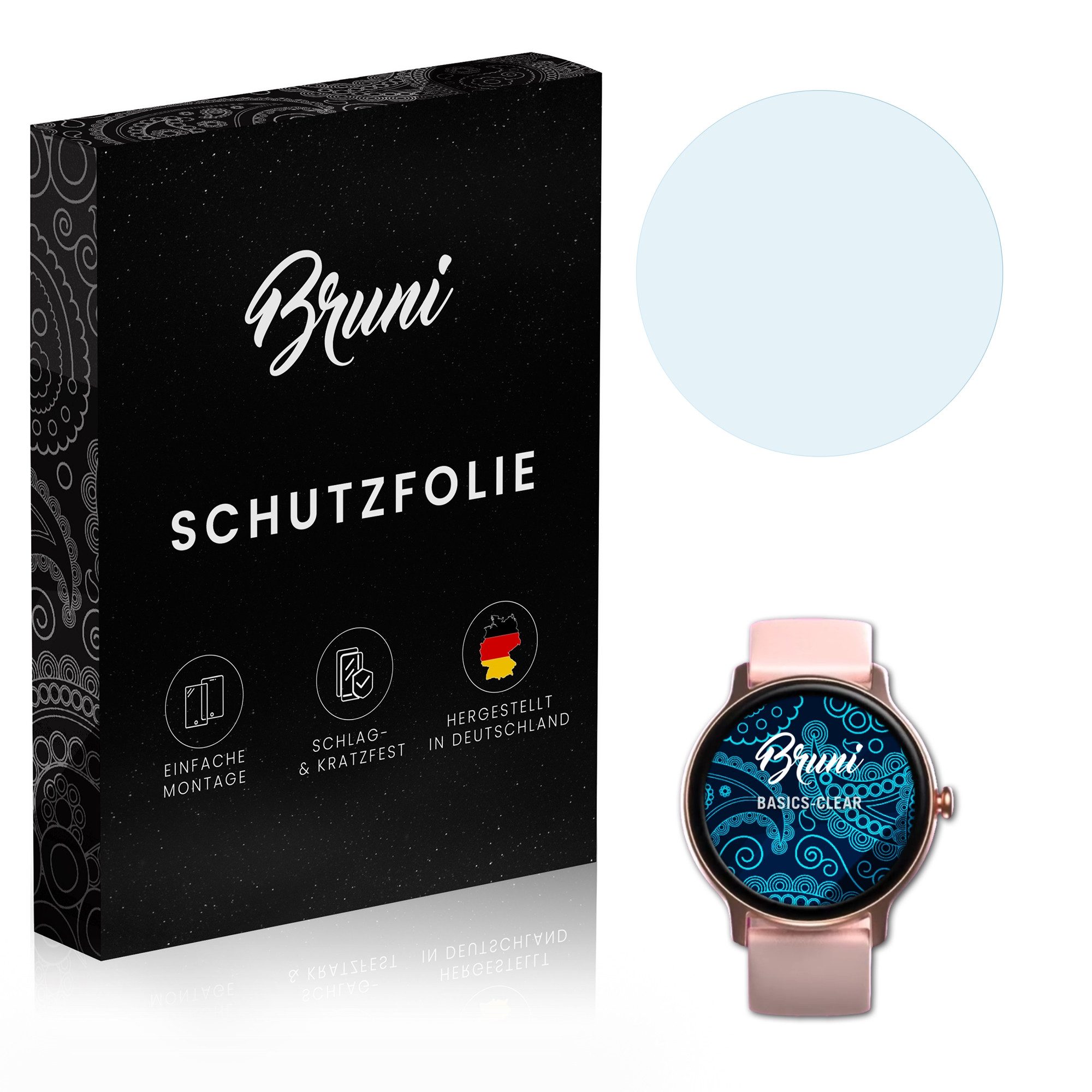 Bruni Schutzfolie Glasklare Displayschutzfolie für Fit Watch 4910, (2 Folien), praktisch unsichtbar