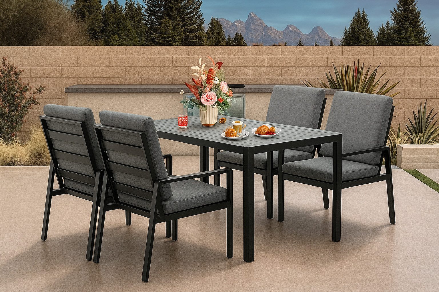 MeXo Gartenlounge-Set Dining Lounge Outdoor, (Garten-Essgruppe günstig online kaufen