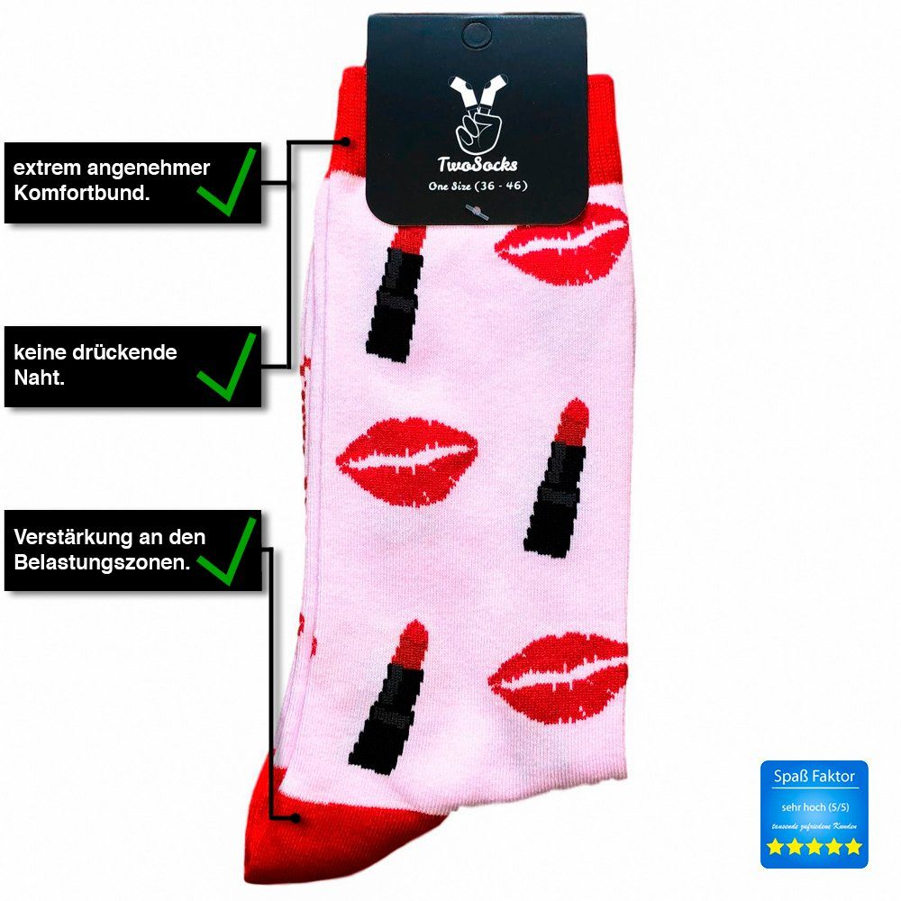 TwoSocks Freizeitsocken Kuss Socken lustige Socken Damen & Herren, Einheitsgröße