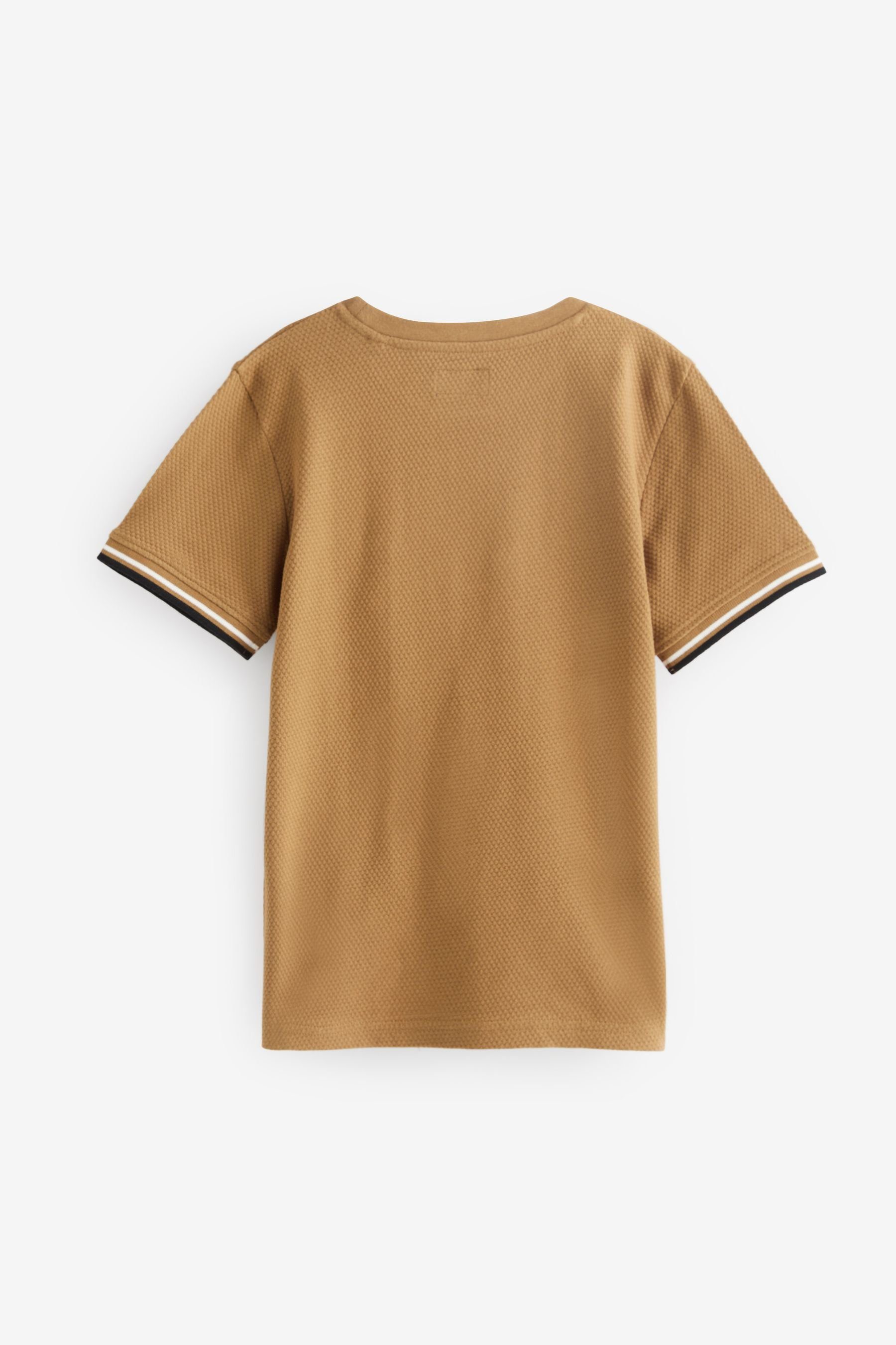 Next T-Shirt mit Tan und (1-tlg) T-Shirt Brown Hirsch-Stickerei Struktur