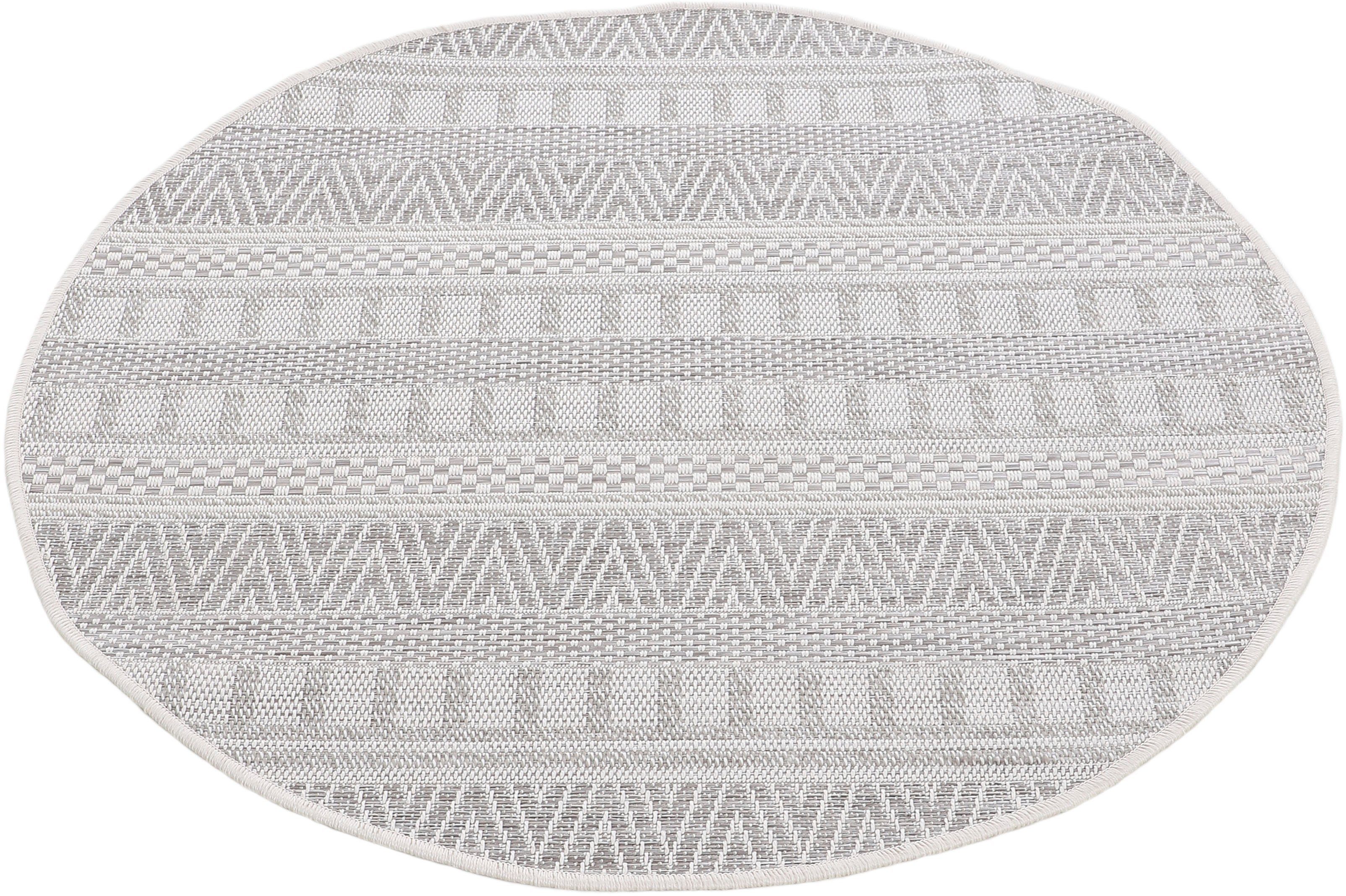 Teppich Boho 100, carpetfine, rund, Sisal robustes Optik, Flachgewebe, mm, Höhe: 4 UV-beständig, Außenbereich