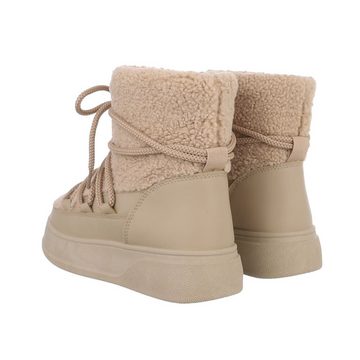 Ital-Design Damen Schnürschuhe Freizeit Snowboots Keilabsatz/Wedge Keilstiefeletten in Hellbraun