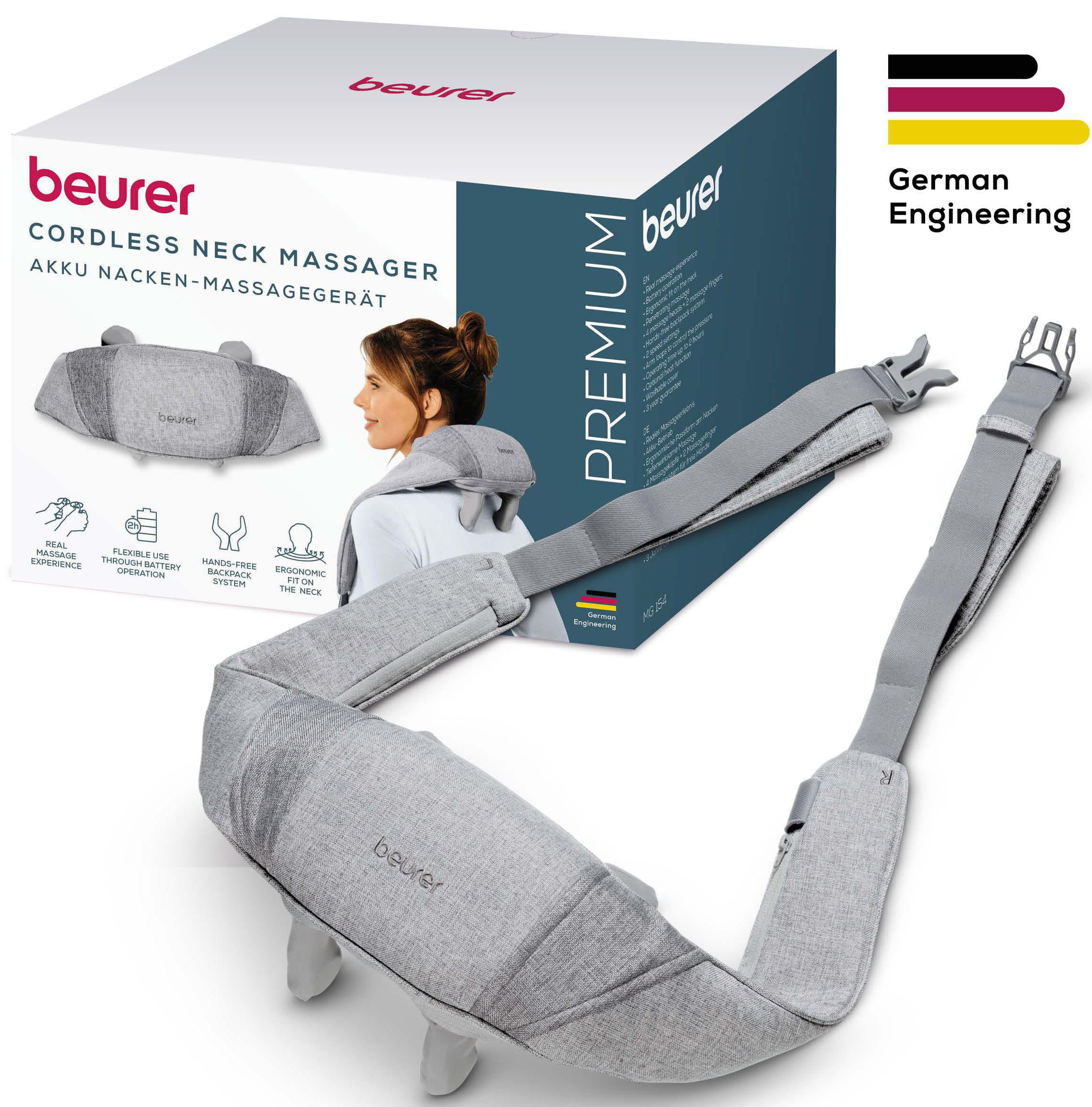 BEURER Nacken-Massagegerät MG 154 mit Wärmefunktion, für Schultern und Nacken, der Wellnessmoment im Alltag, kabellose Nutzung