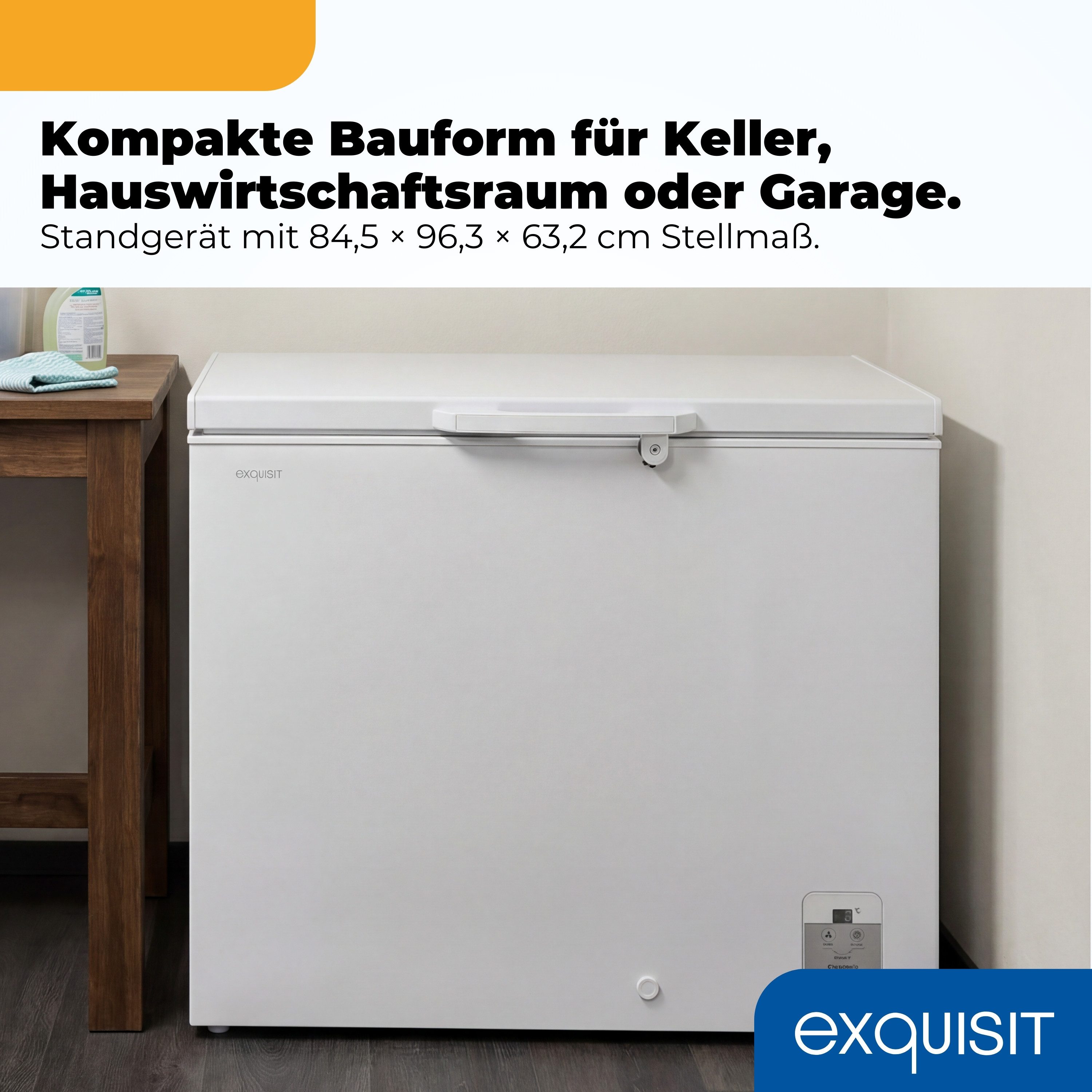 exquisit Gefriertruhe GT220-HE-010A weiss, 96,3 cm breit, 217 l, Kompakt & platzsparend ideal für kleine Küchen oder Zweitgerät
