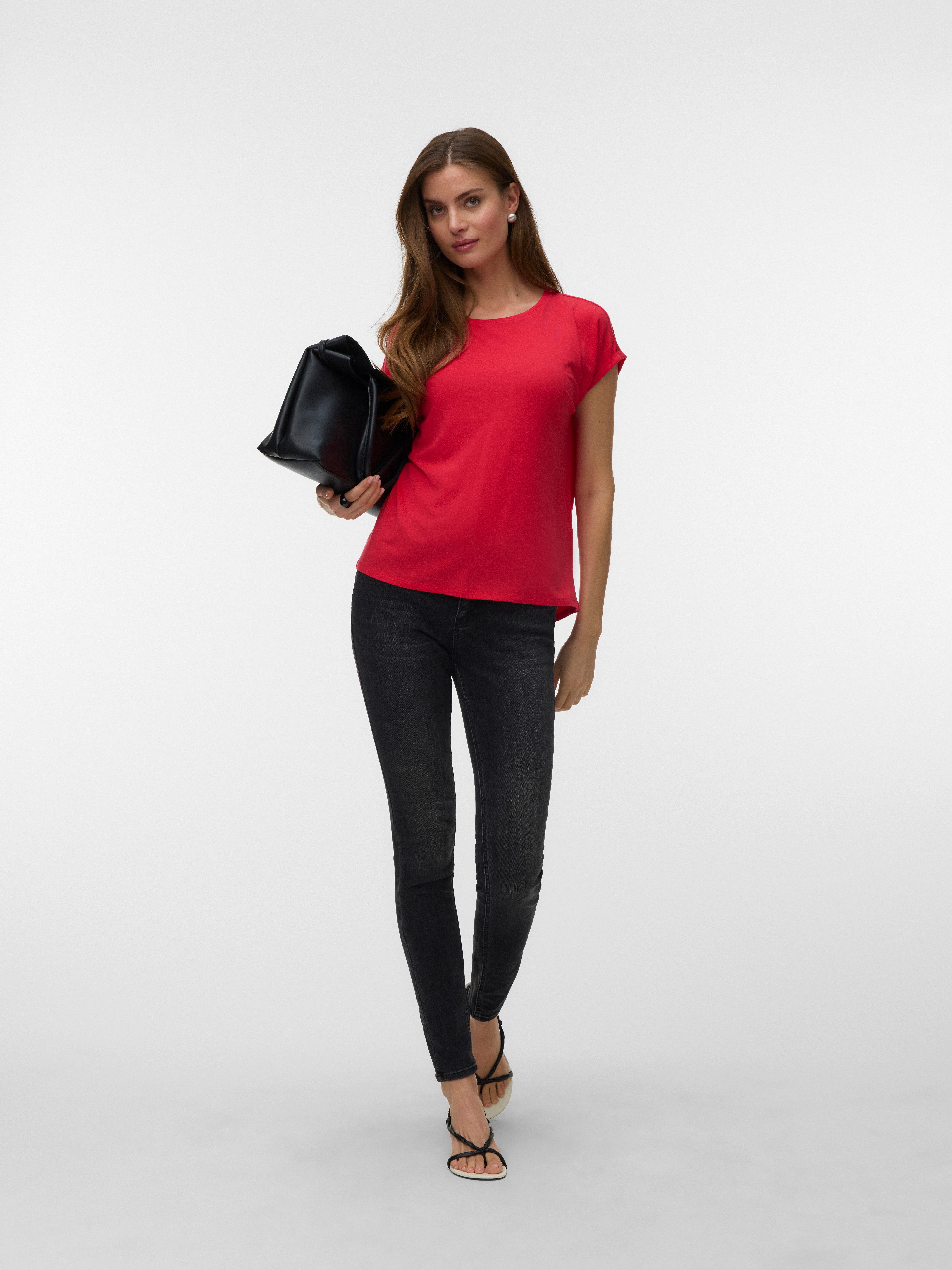 Vero Moda T-Shirt VMAVA PLAIN SS TOP JRS NOOS Materialmix, regular fit – Bild 3 von 4