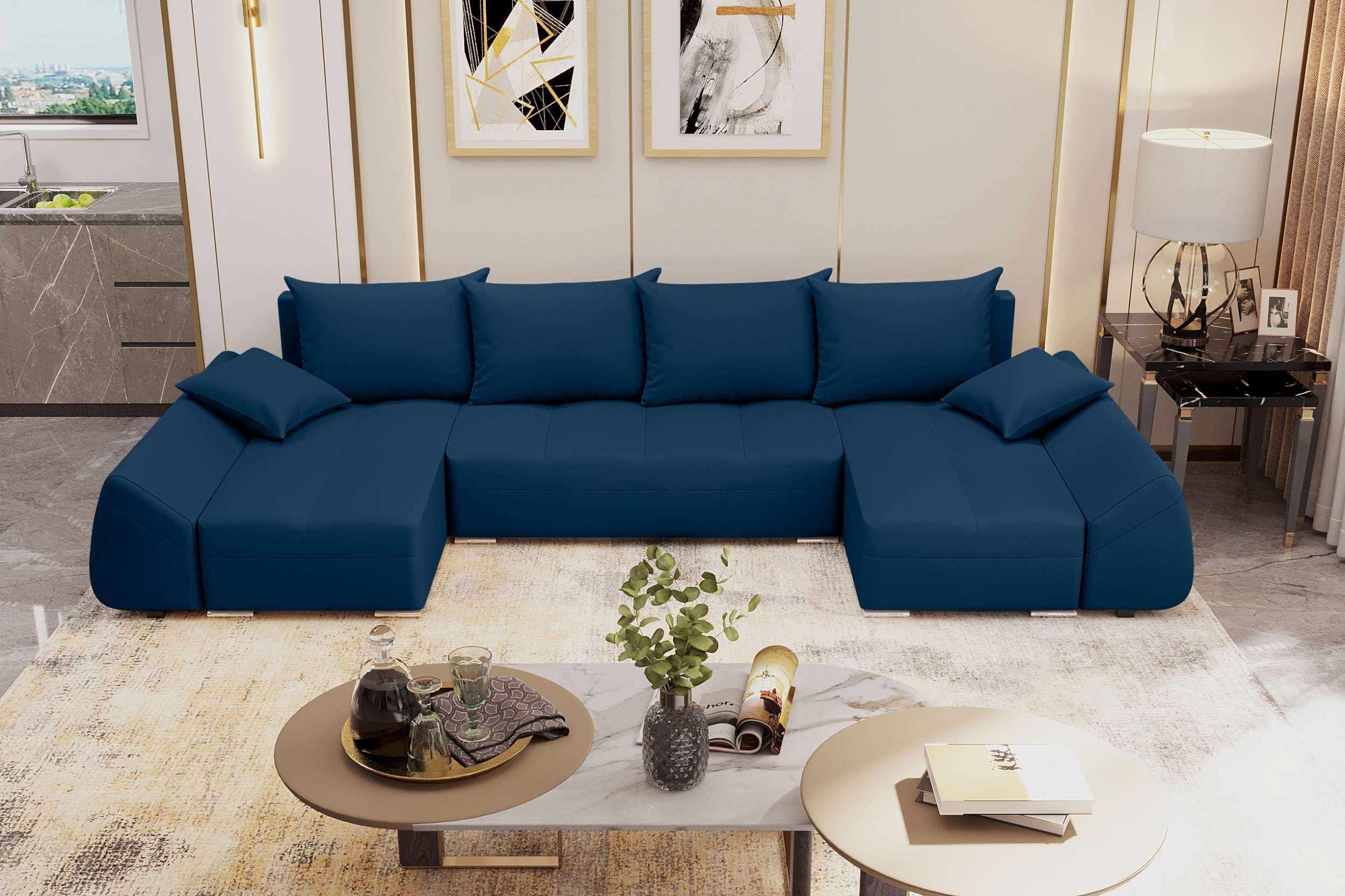 mit Bettkasten, Sofa, Modern Sitzkomfort, Stylefy mit Eckcouch, Madeira, Wohnlandschaft Design Bettfunktion, U-Form,