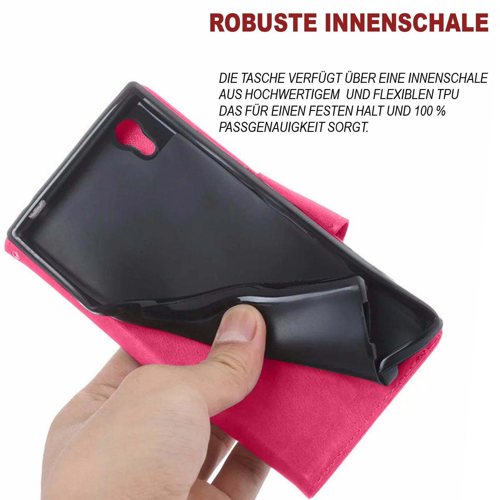Numerva Handyhülle Bookstyle Flower für Samsung Galaxy A14 / A14 5G, Handy Tasche Schutzhülle Klapphülle Flip Cover mit Blumenmuster – Bild 5 von 5