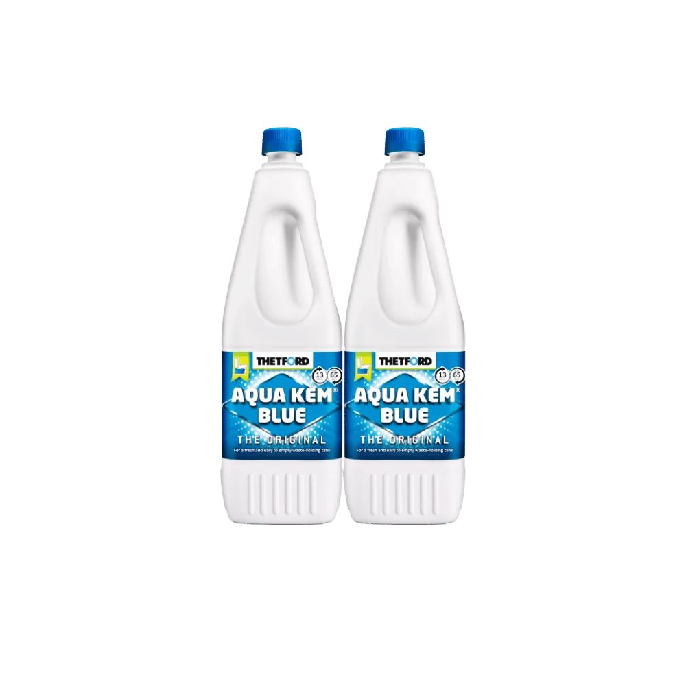THETFORD Thetford Aqua Kem Blue 2 Liter Toilettenreiniger Sanitärflüssigkeit WC-Reiniger (Set, [2-St. 2 Liter Flasche Sanitärflüssigkeit für die Toilette Thetford, Aqua Kem Blue, 2 Liter, Für Campingtoiletten)