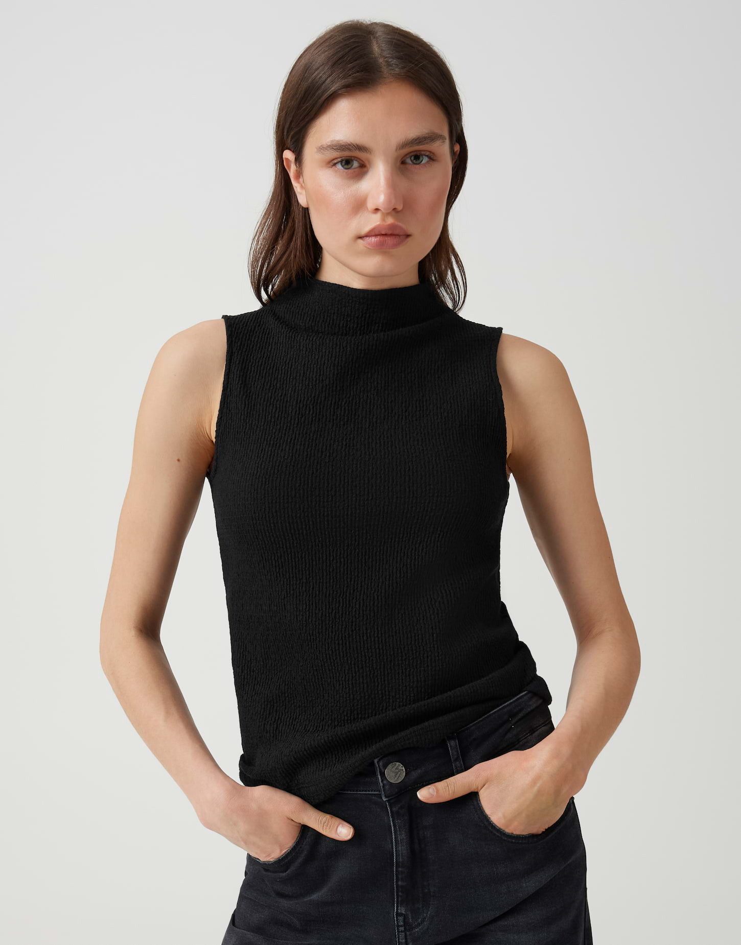 OPUS Shirttop Jerseytop mit Crinkle Effekt Leichte Qualität mit figurbetonter Silhouette