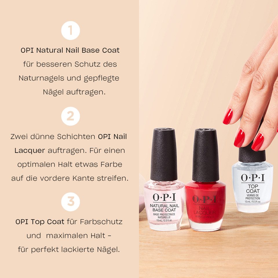 OPI Nagellack Nail Lacquer, schnelltrocknend, glänzend, glattes Finish, wischfest, hohe Deckkraft