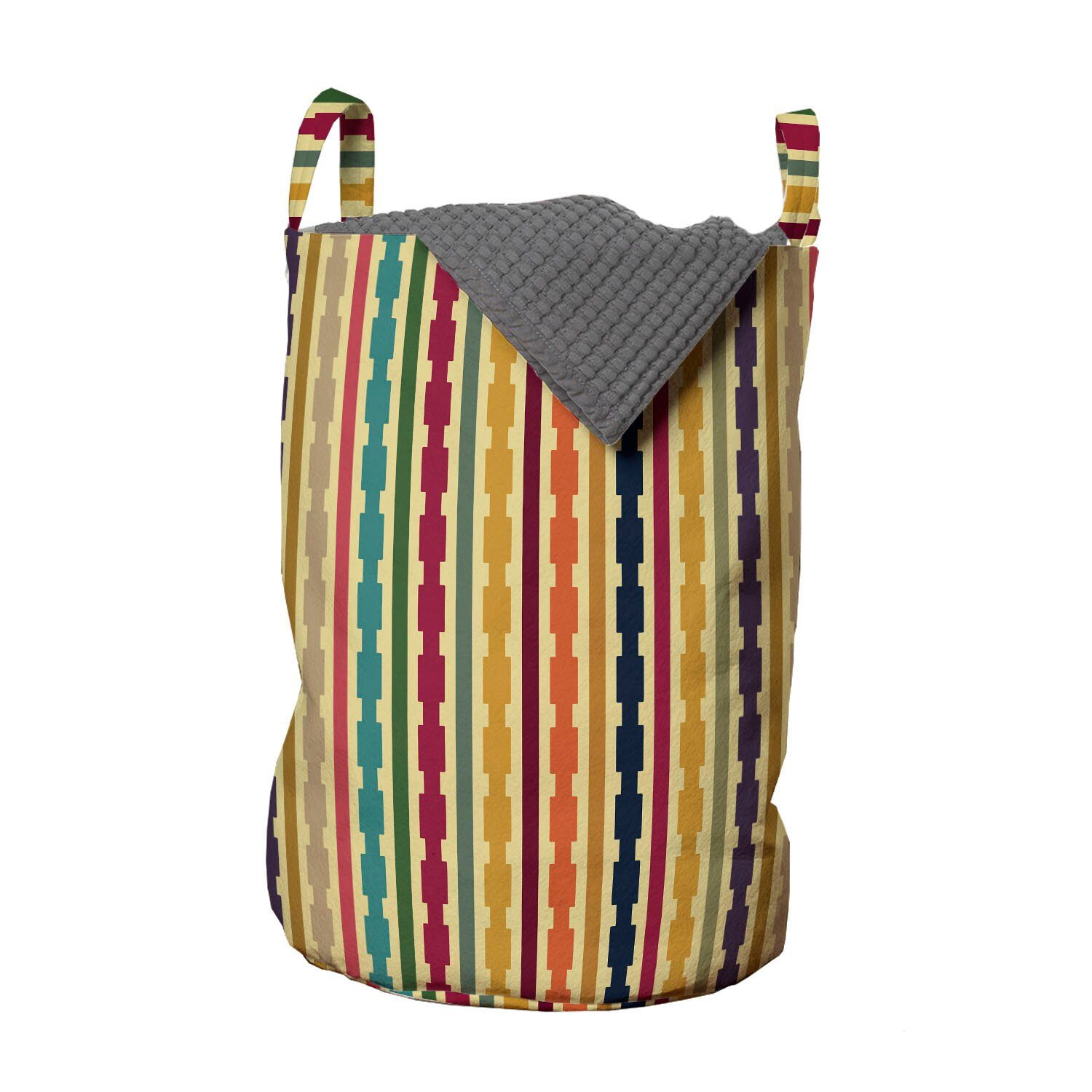 Abakuhaus Wäschesäckchen Wäschekorb mit Griffen Kordelzugverschluss für Waschsalons, Streifen Simplistic Form, Muster