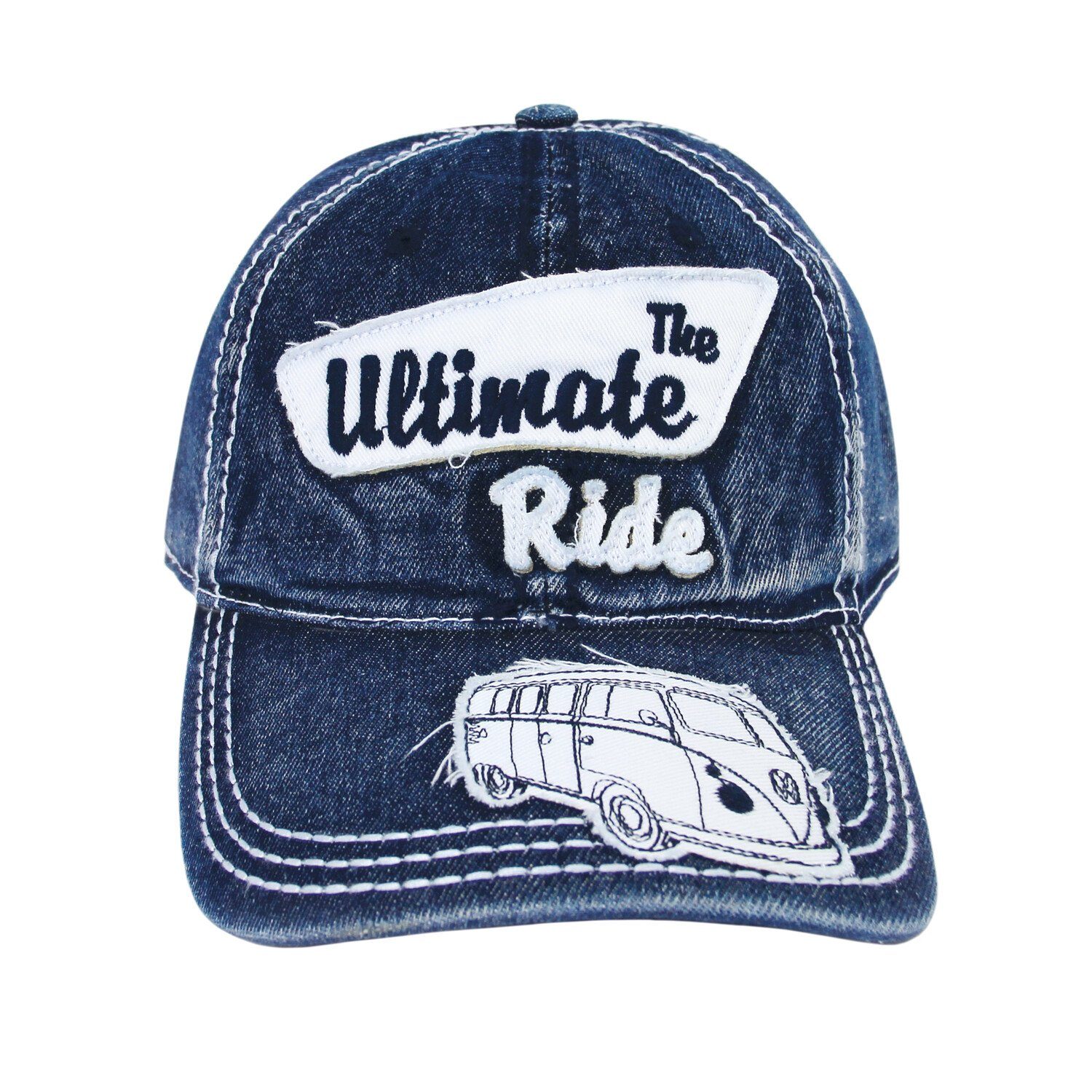 VW Collection by BRISA Baseball Cap Volkswagen Kappe mit VW Bulli T1 Motiv blaue Kopfbedeckung "The Ultimate Ride"