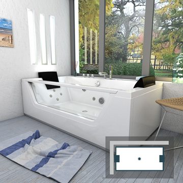 AcquaVapore Whirlpool-Badewanne Whirlpool Pool Badewanne Wanne AcquaVapore W83-TH-A, (1-tlg), Mit Fußgestell und Ablaufgarnitur