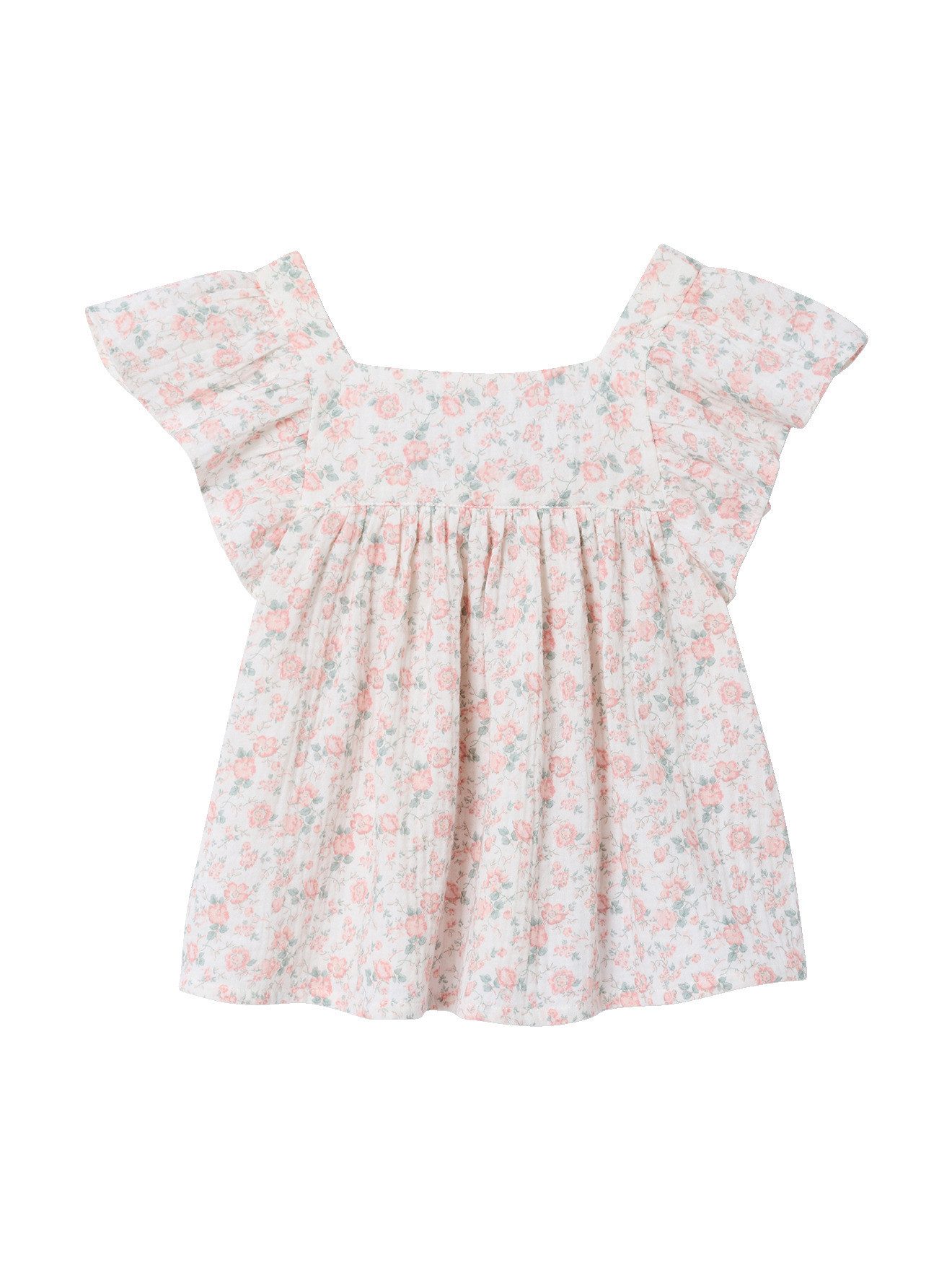 vertbaudet Kleid & Hose Set aus T-Shirt und Shorts für Mädchen Karree-Ausschnitt, Baumwoll-Musselin