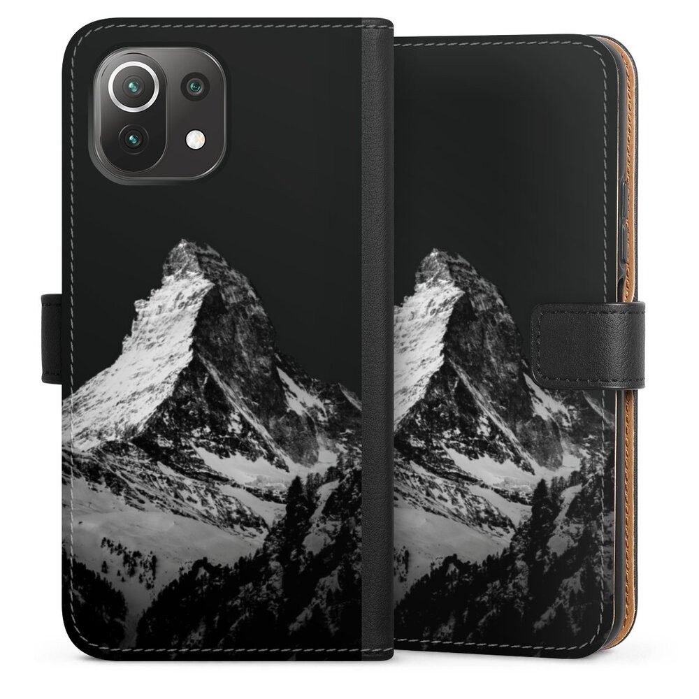 DeinDesign Handyhülle Berg Schnee Alpspitze Snow Capped Mountains Grayscale, Xiaomi Mi 11 Lite 5G Hülle Flip Case Klapphülle Handytasche Leder