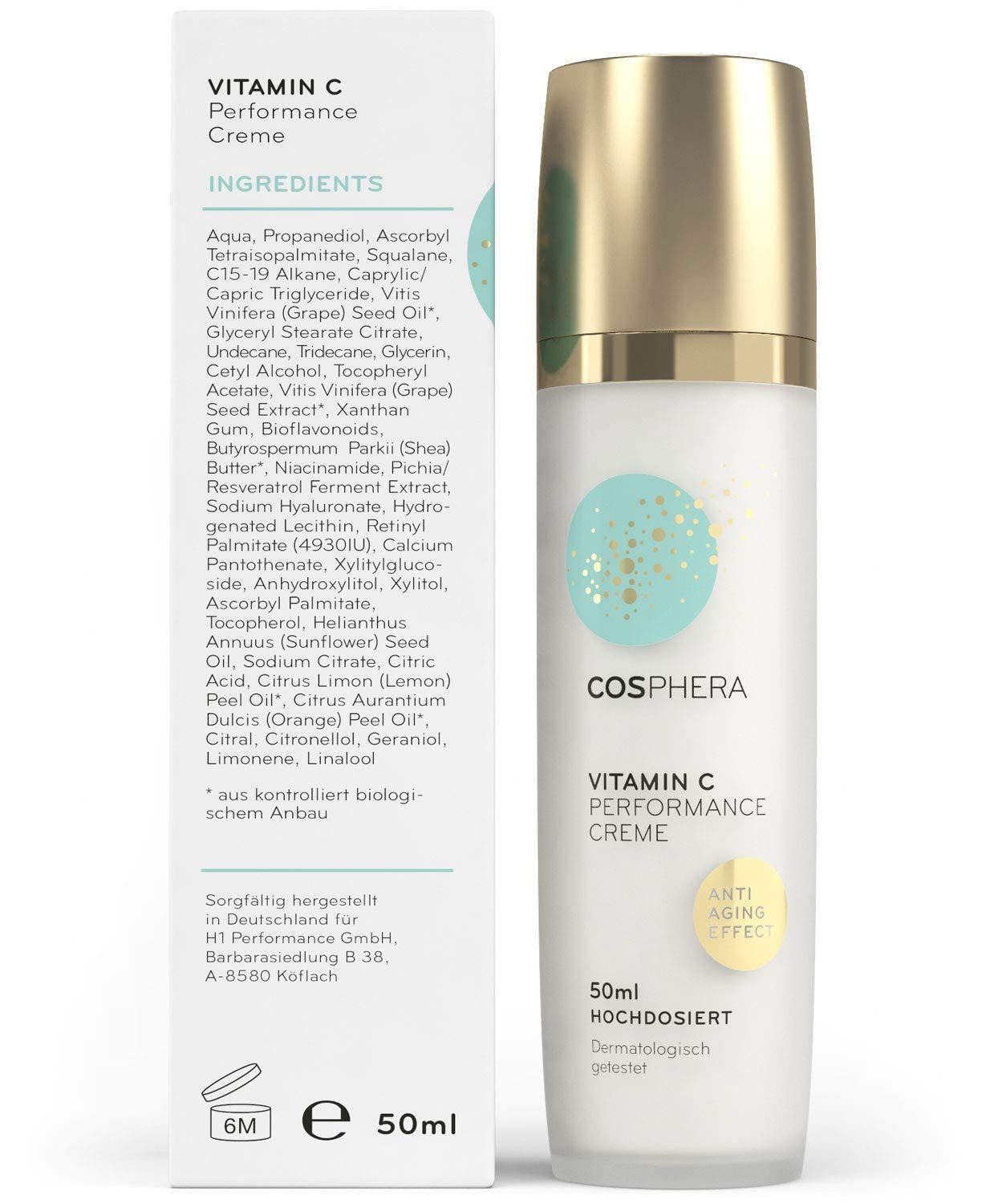 Cosphera Gesichtspflege Cosphera® - Vitamin C Performance Creme 50 ml - mit Hyaluronsäure, 1-tlg.