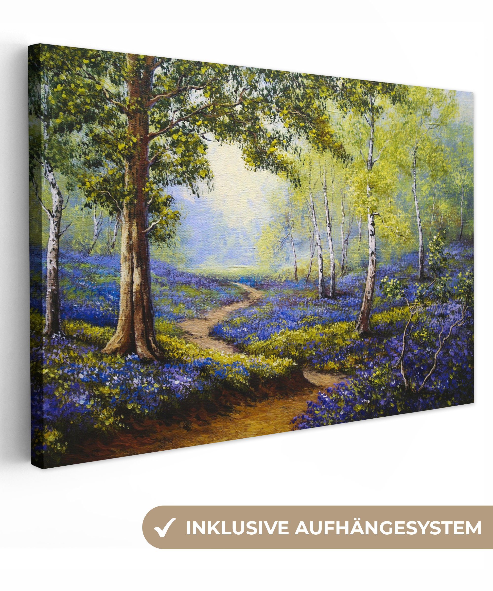 OneMillionCanvasses® Leinwandbild Kunstdrucke - Natur - Wald - Blumen - Ölf günstig online kaufen