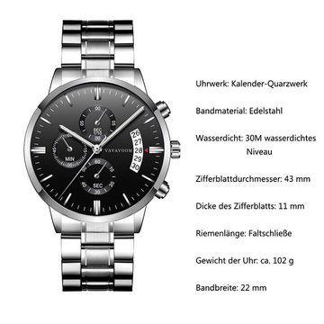 Orbeet Quarzuhr Herrenuhr Edelstahl Armbanduhr Analog Uhren mit Datum Business Sport
