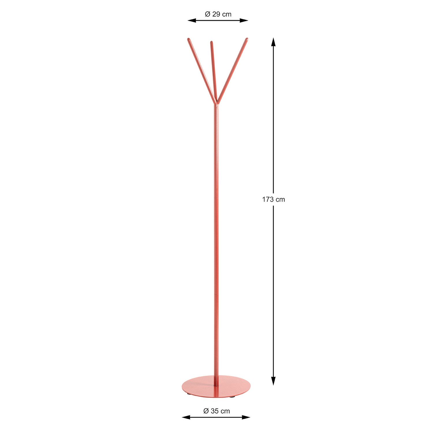 HAKU Garderobenständer SIMON Garderobe - rot - Metall - H. 173cm - Flurgarderobenständer, (1xGarderobenständer, Hakenständer - Aufhängeständer), Kleiderständer - Mantelständer - Jackenständer