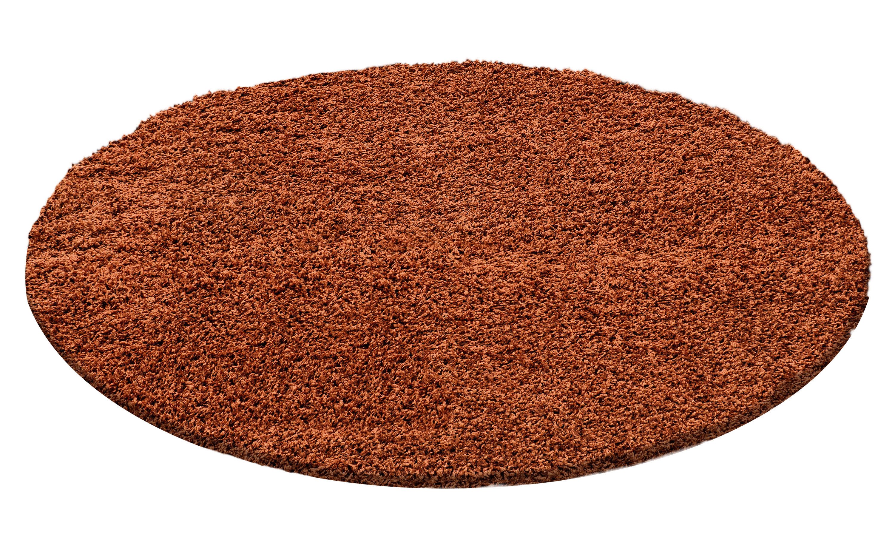 KADIMA DESIGN Teppich Unifarben Polypropylen Wohnzimmer Shaggy Teppich Hochflor, Rund, Höhe: 32 mm, Handwäsche, Rücken aus Jute, Gekettelt, 48500 Points/m2, 80x80cm