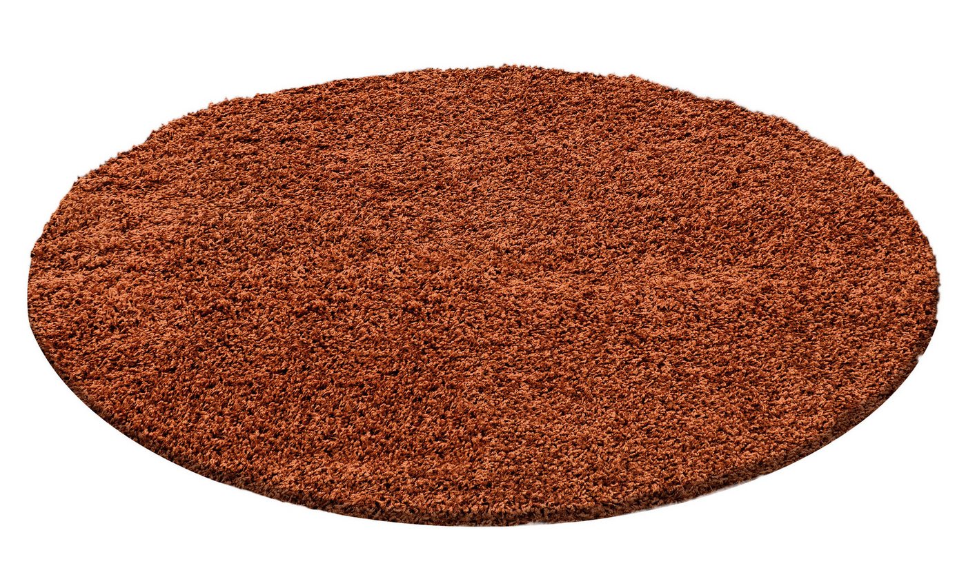 KADIMA DESIGN Teppich Unifarben Polypropylen Wohnzimmer Shaggy Teppich Hochflor, Rund, Höhe: 32 mm, Handwäsche, Rücken aus Jute, Gekettelt, 48500 Points/m2, 80x80cm