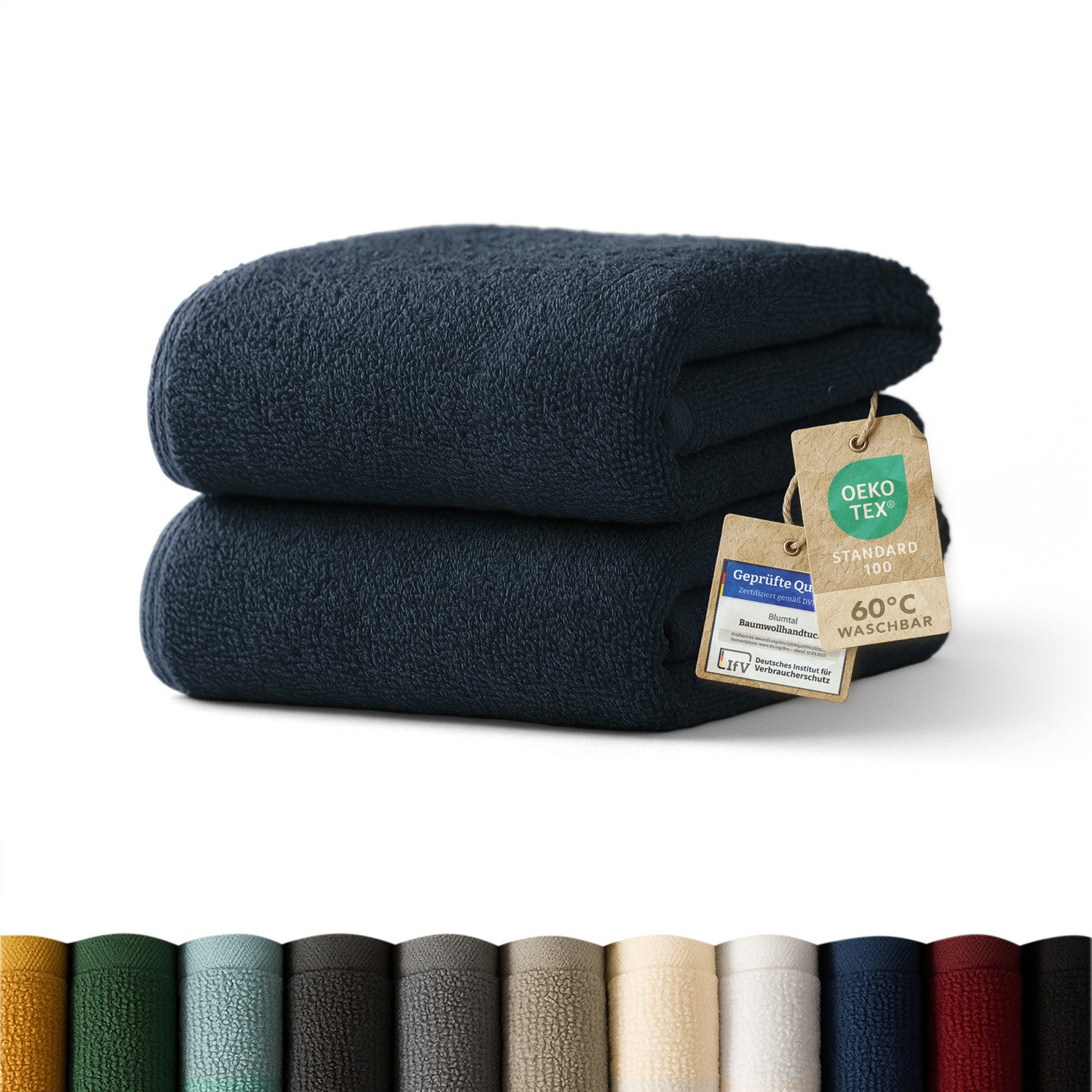 Blumtal Handtücher 2er-Set Premium Frottier-Handtücher, 50x100cm, 100% Baumwolle, Frottee (2X (50x100 cm), 2-St), Oeko-TEX zertifiziert - Ultra saugstarkes Frottier Handtücher