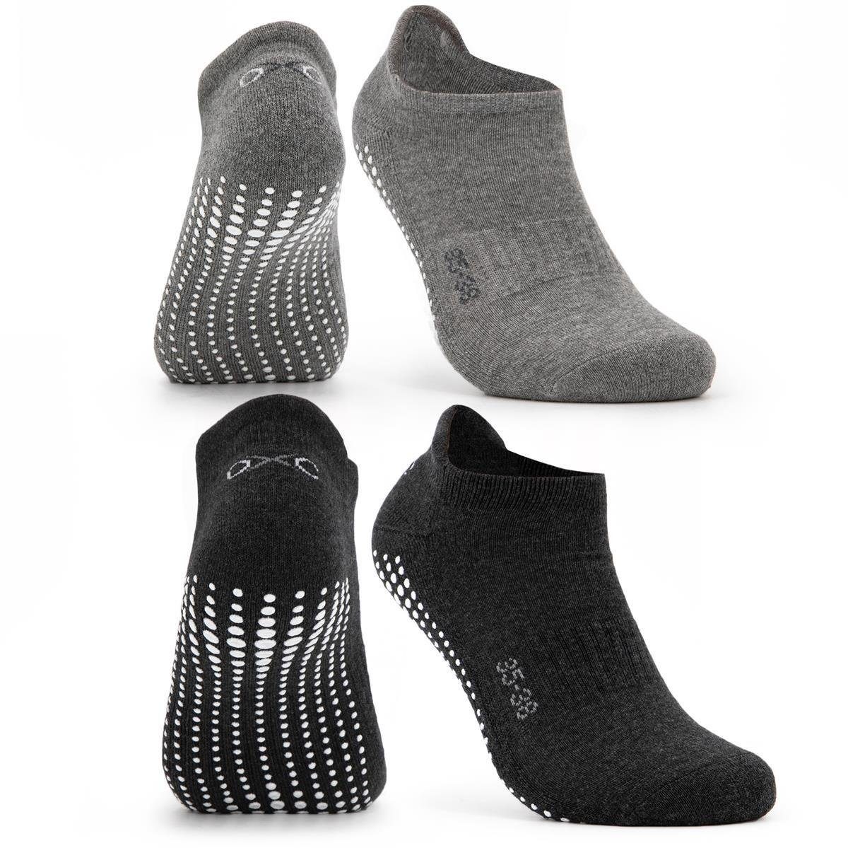 [Weiterhin beliebt] OCCULTO Sportsocken Damen & Herren Mady) 2P,BlkGry (2-Paar) (Modell: 2-4er Pack Yogasocken