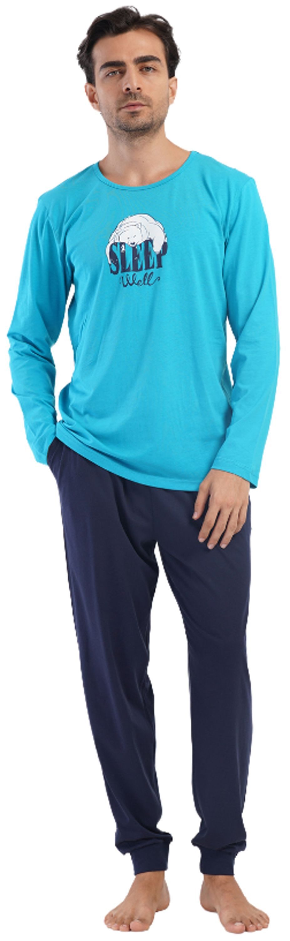 Vienetta Schlafanzug Man (Set, 2 tlg., 2-teilig) Herren Pyjama lang Langarm günstig online kaufen