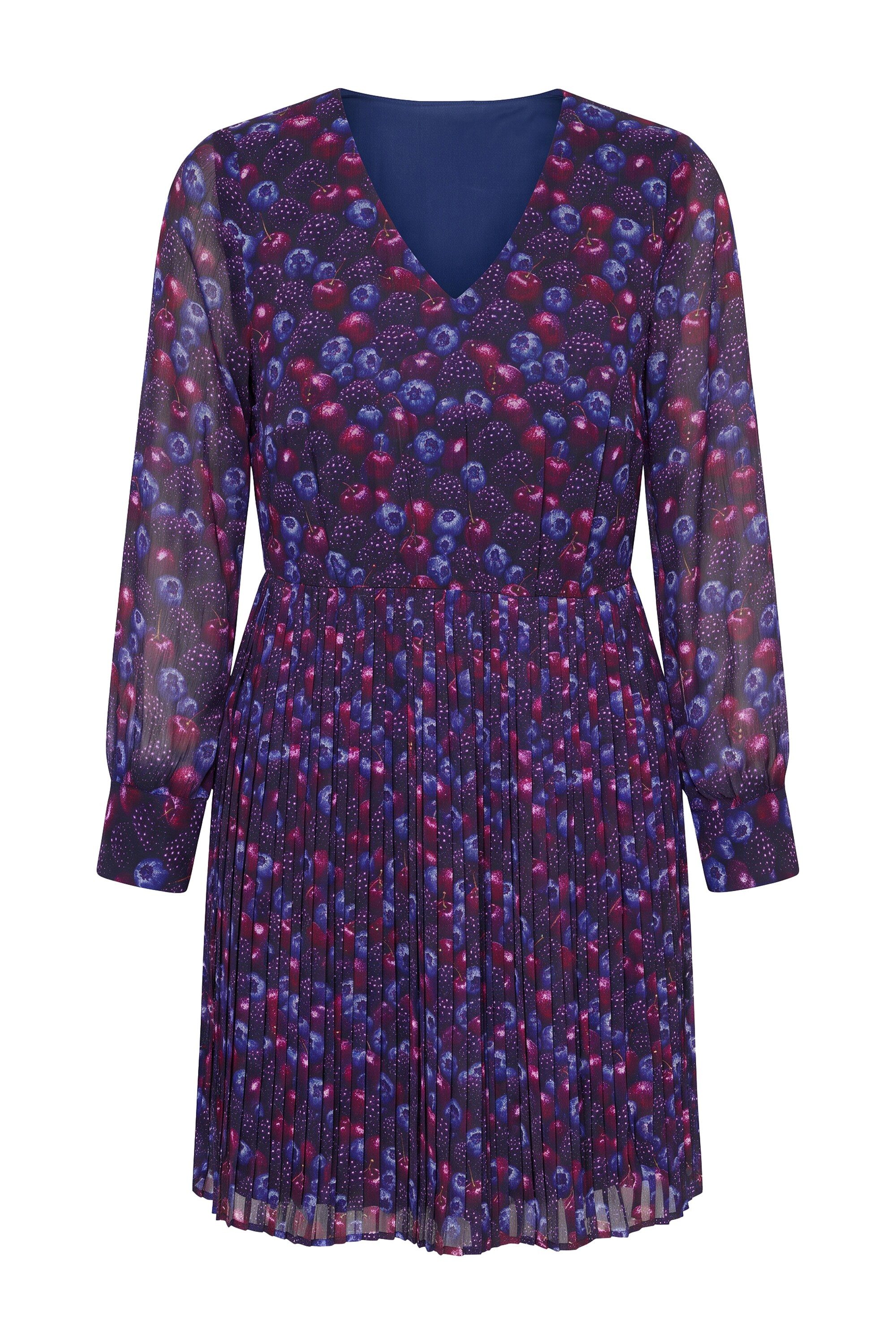 Studio Untold Minikleid Plissee-Kleid Berries Muster Jersey-Unterkleid – Bild 2 von 3