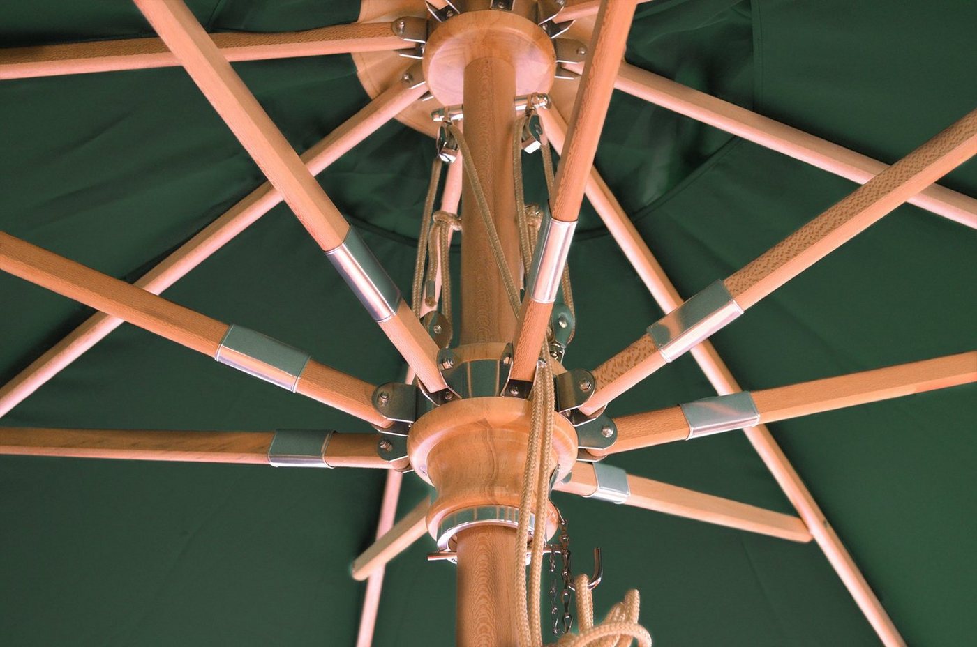 Thumbnail - Kai Wiechmann Sonnenschirm Stylischer Balkonschirm 300 cm als hochwertiger Schattenspender, Gartenschirm aus Holz mit Wi...