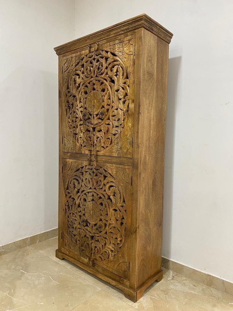 Oriental Galerie Mehrzweckschrank Natur Schrank Indien Handarbeit Latika 200 cm