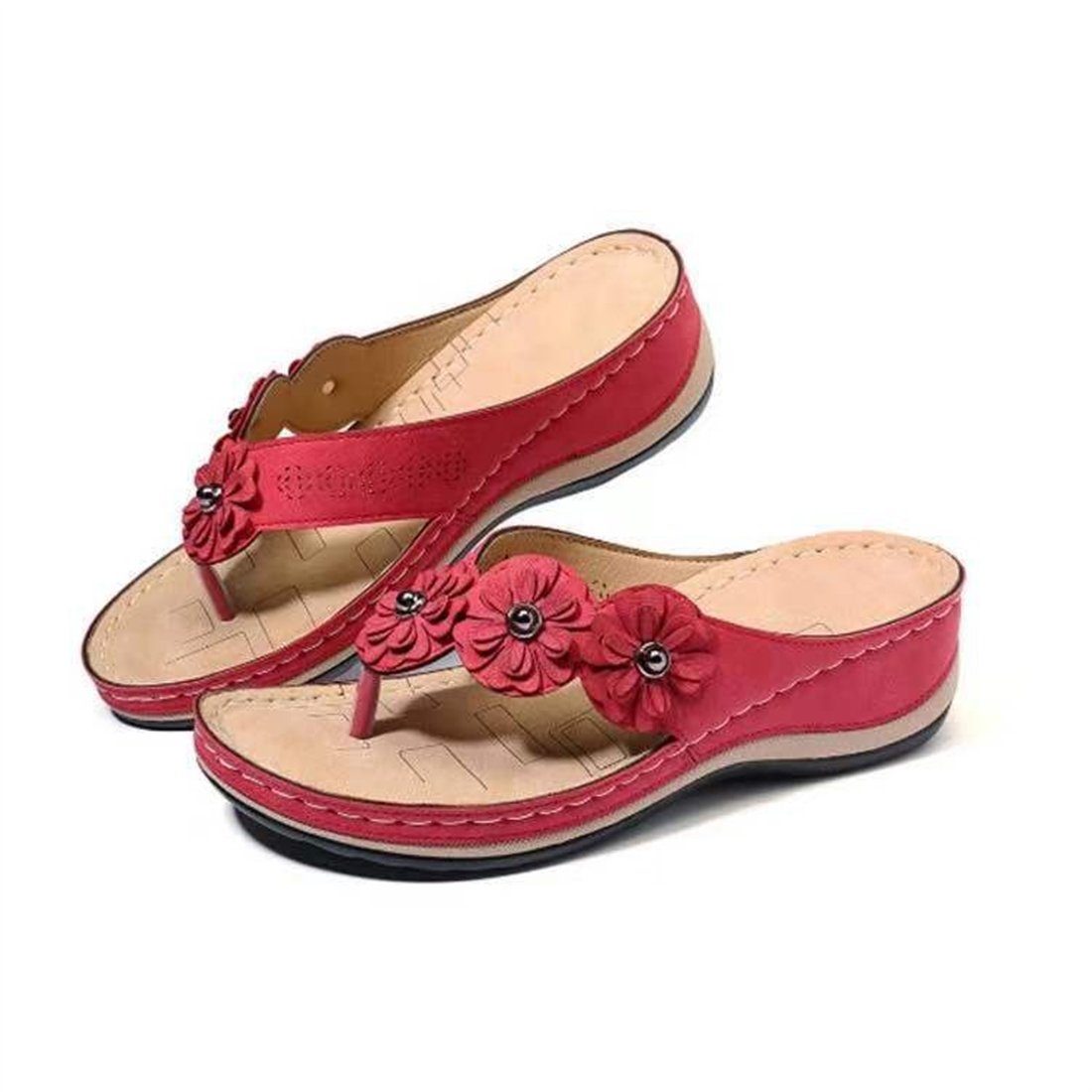 YOOdy~ Sandalette,Sommer sandalen Damen-Flip-Flops- Sommerliche Sandale Sandale Rot