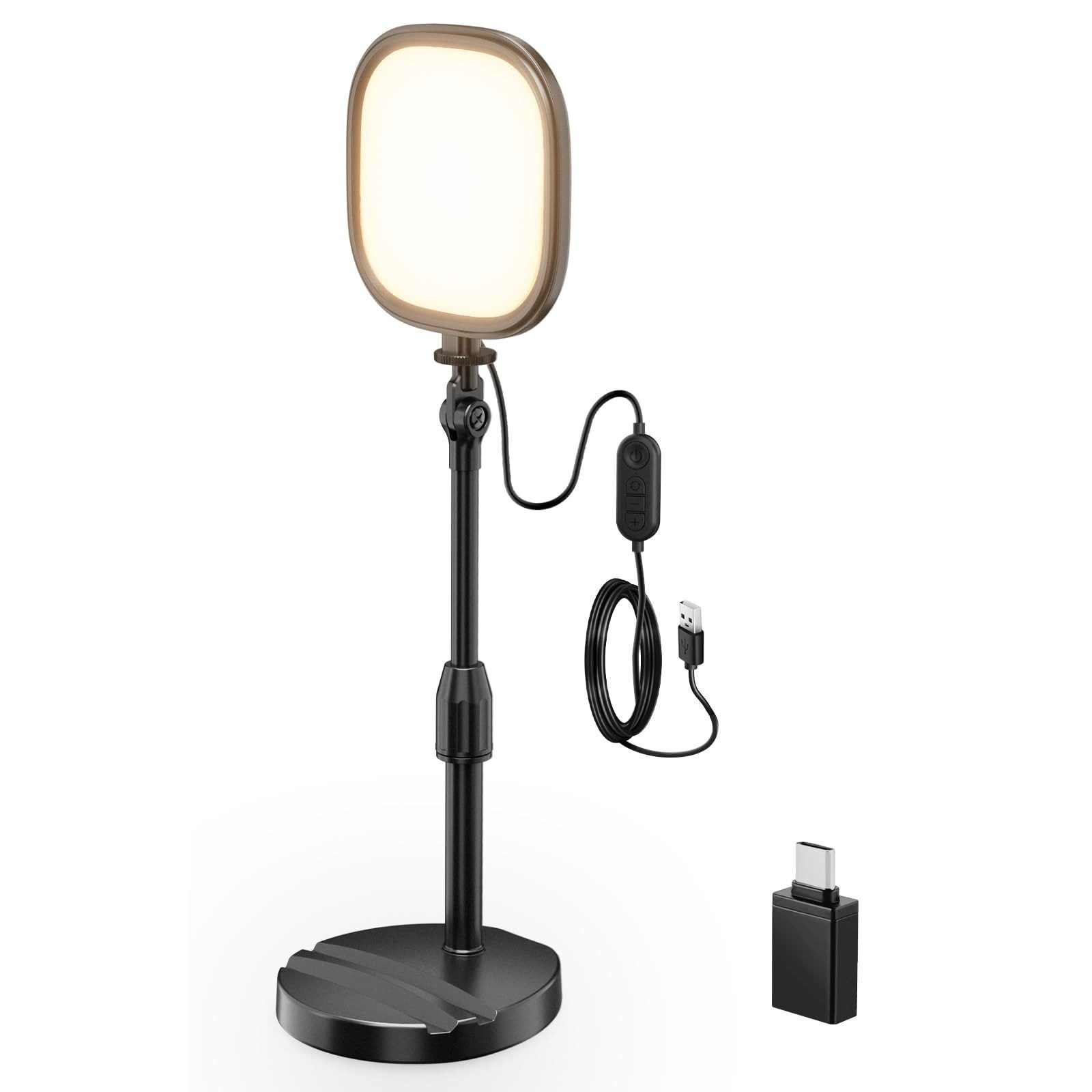 Neewer Videoleuchte NL10 5" Tisch Videolicht für Videoanrufe Vollbild licht mit Ständer, 10W zweifarbige, Edge Lit Videokonferenz Licht für Laptop Webcam