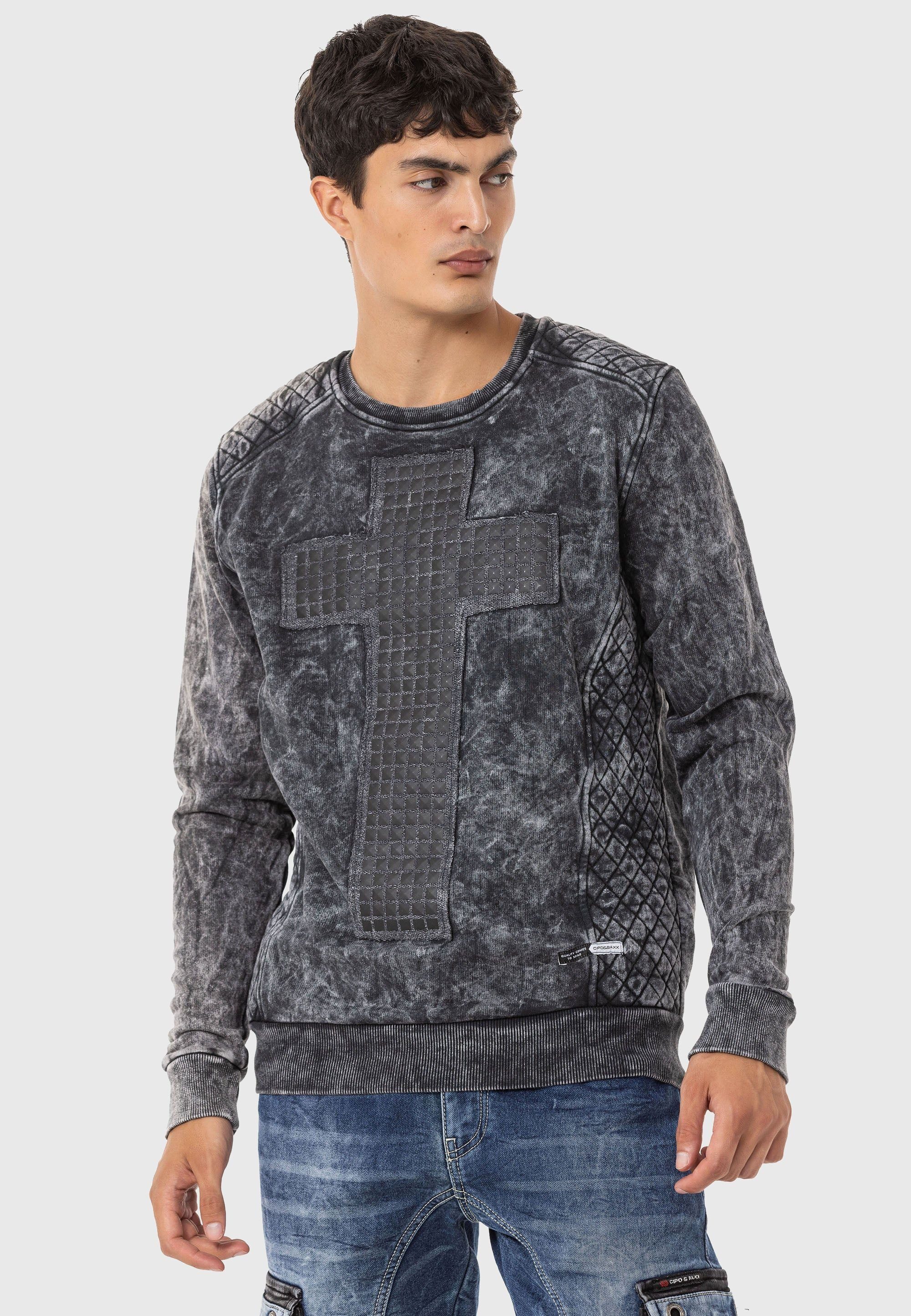 Cipo & Baxx Rundhalspullover Pullover (1-tlg) mit modischem Muster