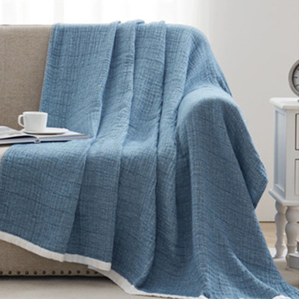 Einschlagdecke Baumwolldecke Schmutziges Sofadecke Blau Bequeme 150*200, Leichte FELIXLEO
