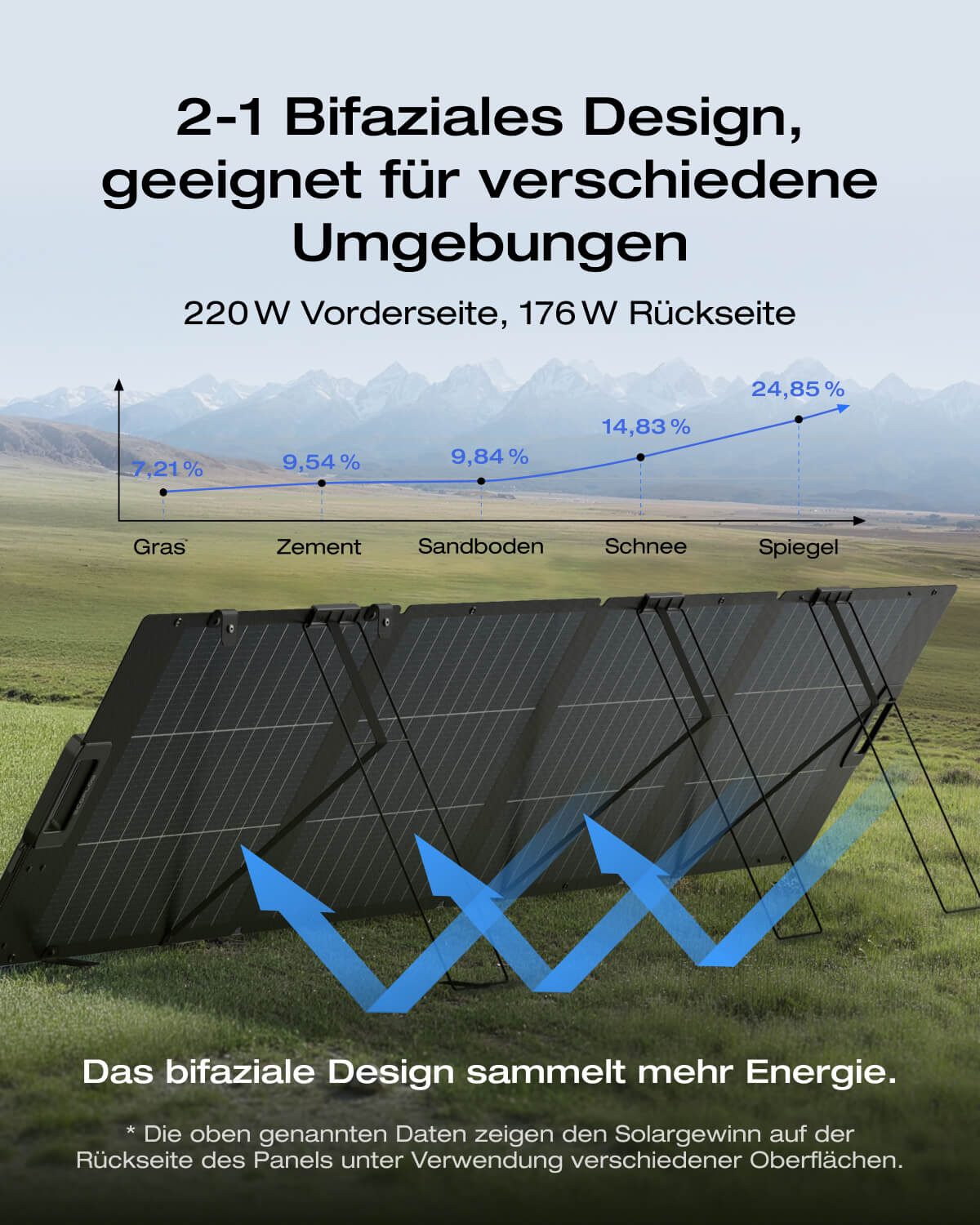 Ecoflow EcoFlow 220W Solar Panel für Delta & RIVER Serie Tragbare Powerstation Solar Panel, Für Outdoor Garten Balkon Wohnwagen Camping
